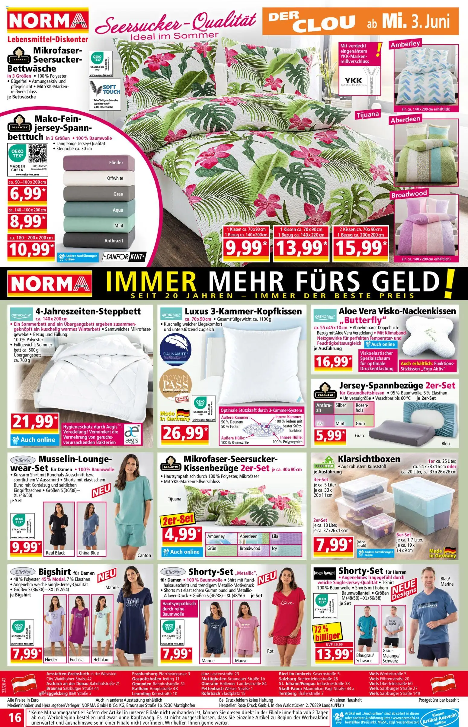Norma Flugblatt gültig ab 01.06.2026 | Seite: 16 | Produkte: Hülle, Bett, Kissen
