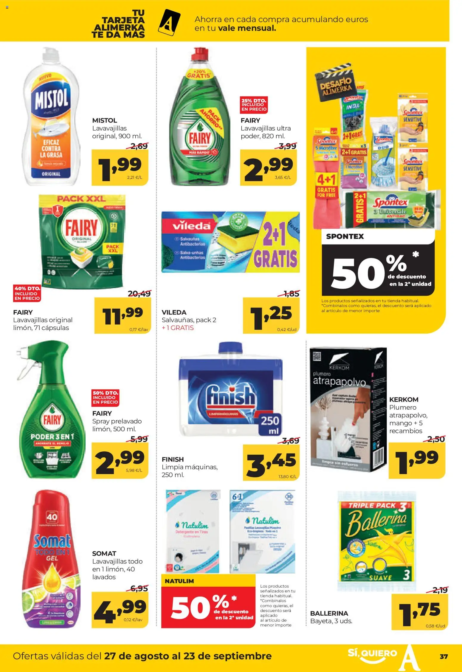Alimerka folleto Asturias │ válido desde el 27/08/2026 | Página: 41 | Productos: Plumero, Detergente, Té, Lavavajillas