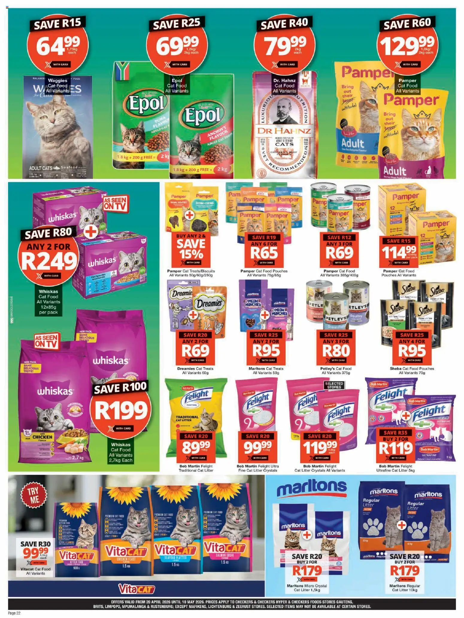 New Checkers catalogue – valid from 20.04.2026 | Page: 22 | Products: Platter, Limpiador íntimo, Chicken, Seafood
