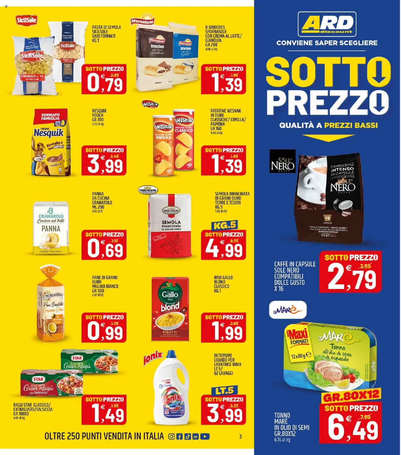 Volantino ARD Discount del 28/09/2026 | Pagina: 3 | Prodotti: Pane, Riso, Panna, Pasta