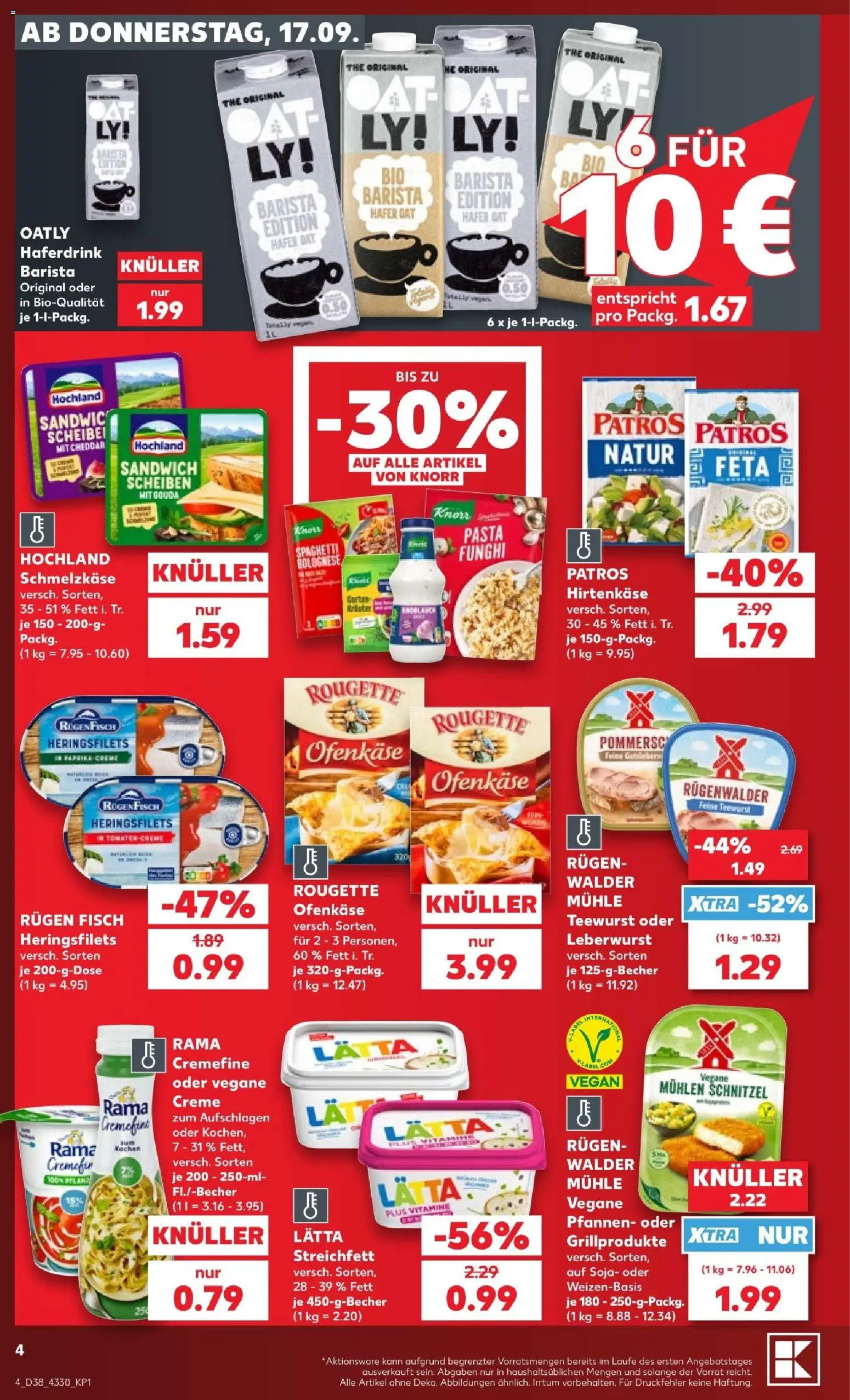 Kaufland Prospekt Berlin – gültig ab 17.09.2026 | Seite: 4 | Produkte: Gouda, Creme, Haferdrink, Fisch