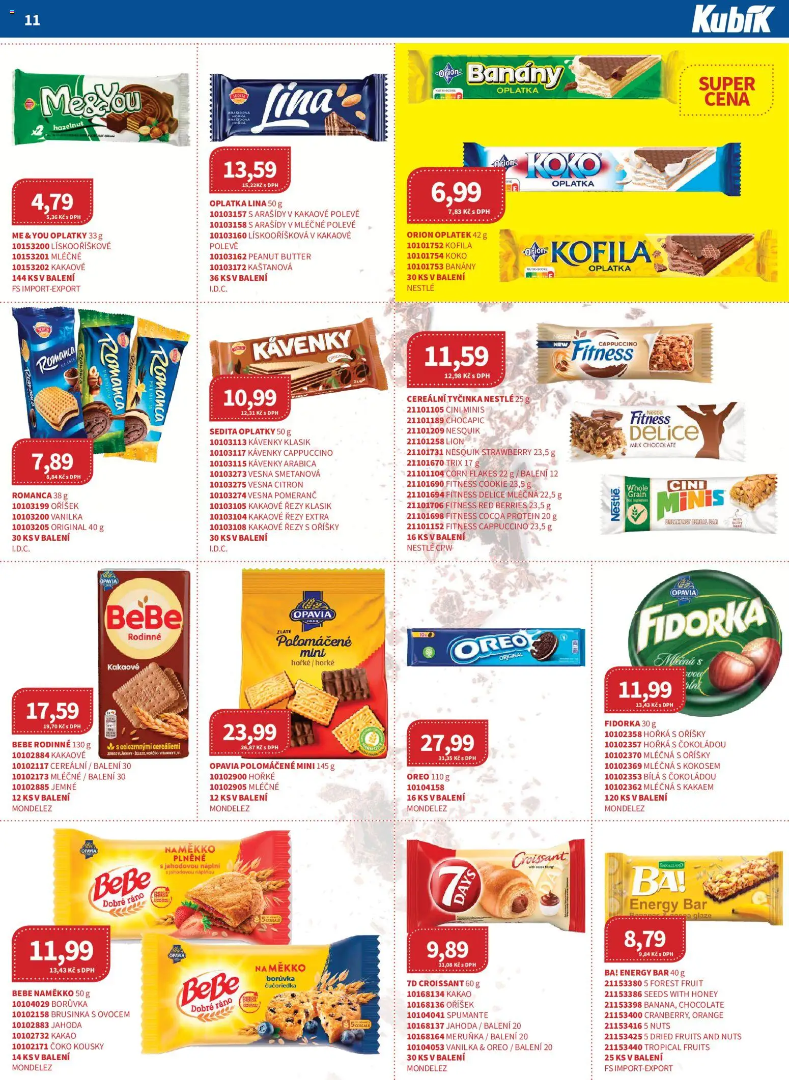 Kubík leták - Velkoobchod 08/2026 od 01.10.2026 | Strana: 11 | Produkty: Banány, Croissant, Lina, Protein