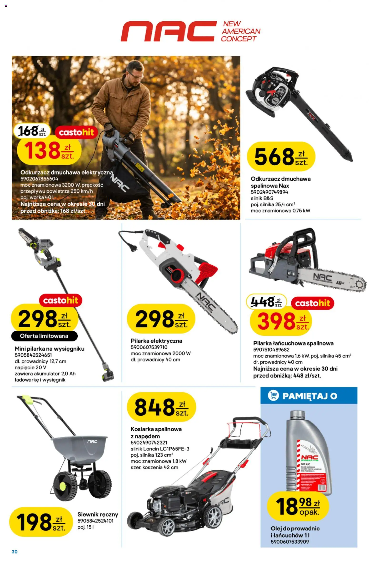 Castorama gazetka od 30.09.2026 | Strona: 30 | Produkty: Odkurzacz, Kosiarka spalinowa, Kosiarka, Olej