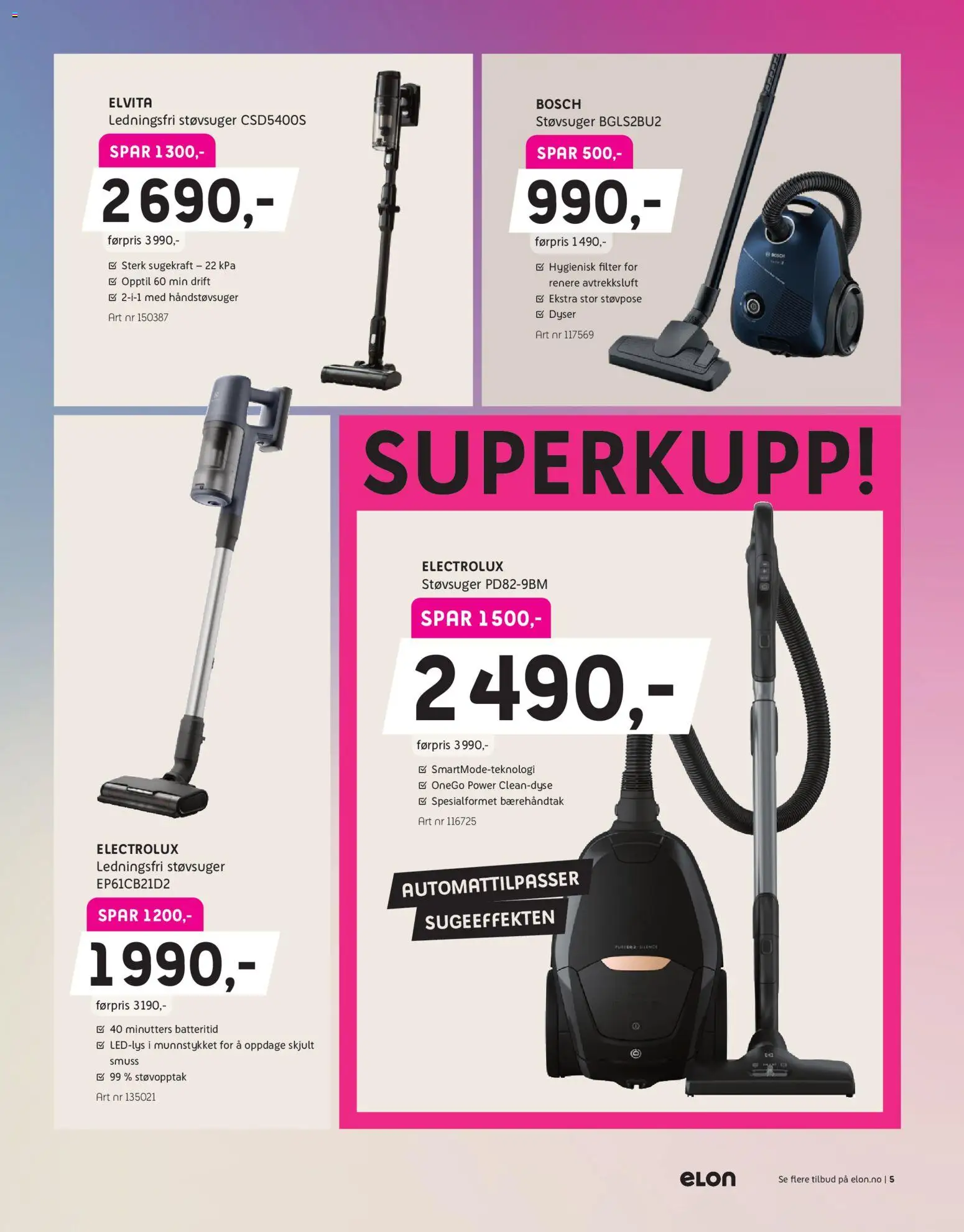 {H1} | Side: 5 | Produkter: Håndstøvsuger, Støvsuger