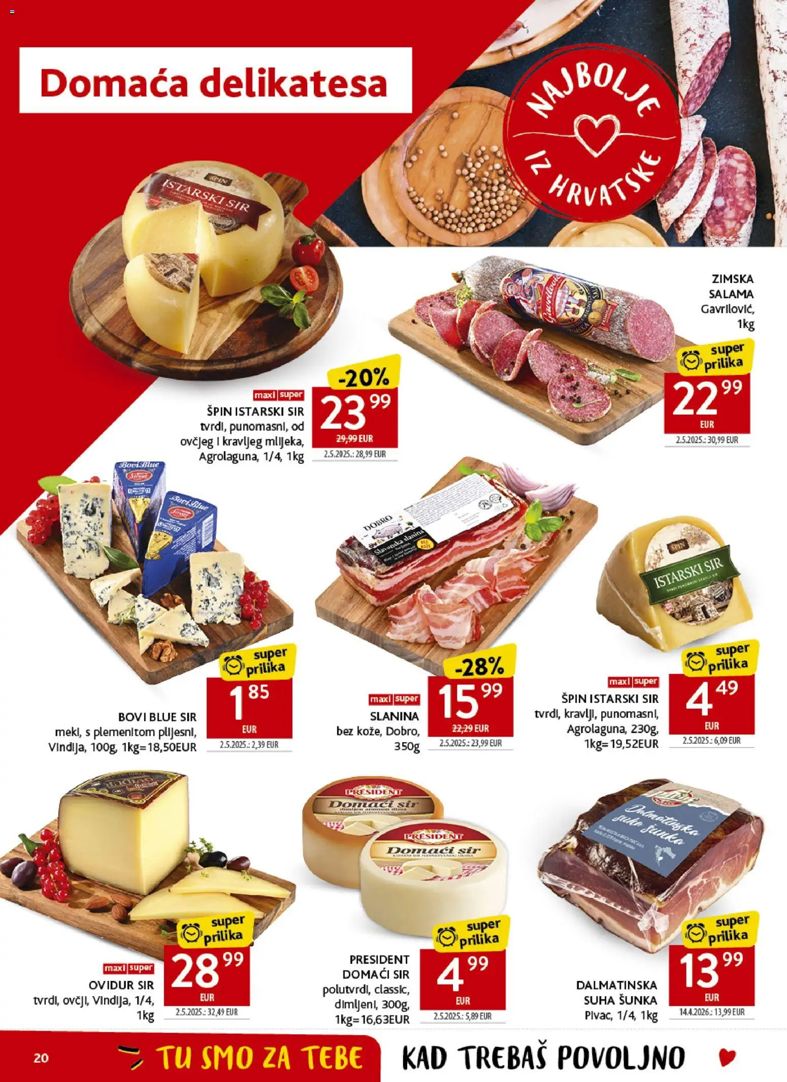 Konzum katalog | vrijedi od 10.06.2026 | Stranica: 20 | Proizvodi: Sir, Salama, Šunka, Slanina