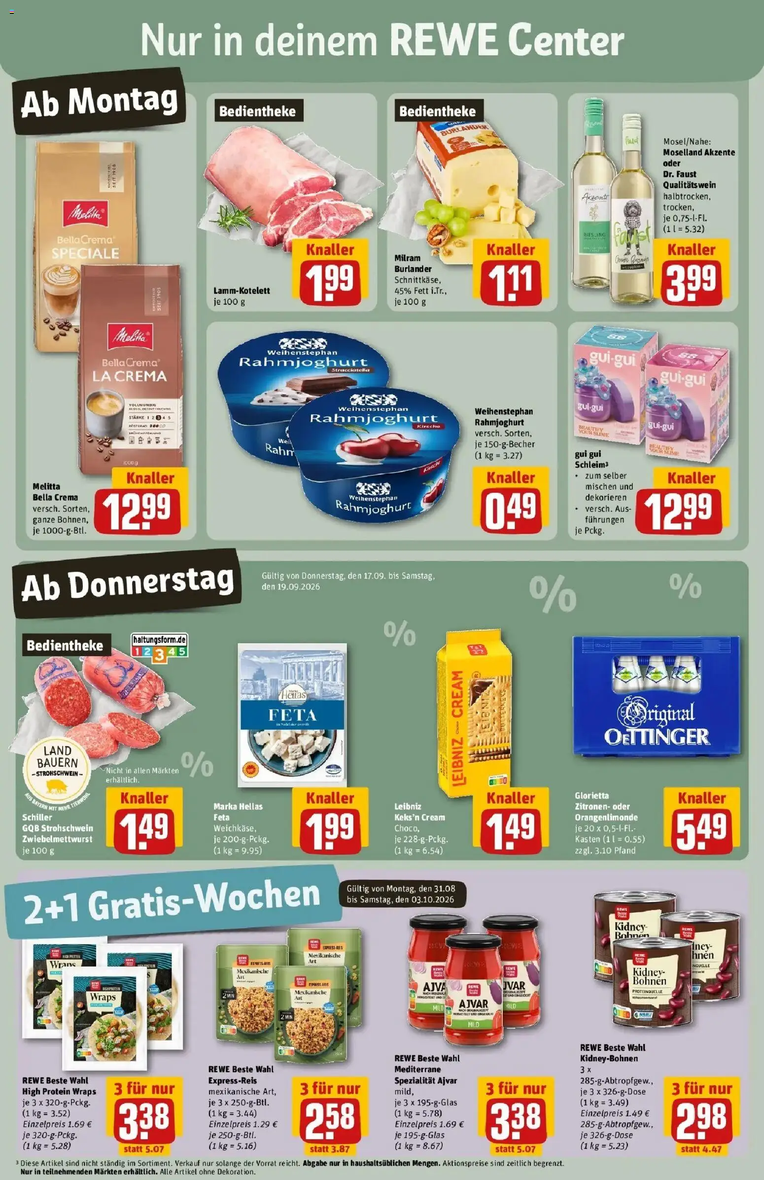 REWE Prospekt ab 14.09.2026 zum Blättern » Angebote | Seite: 3 | Produkte: Melitta, Feta, Oettinger, Milram