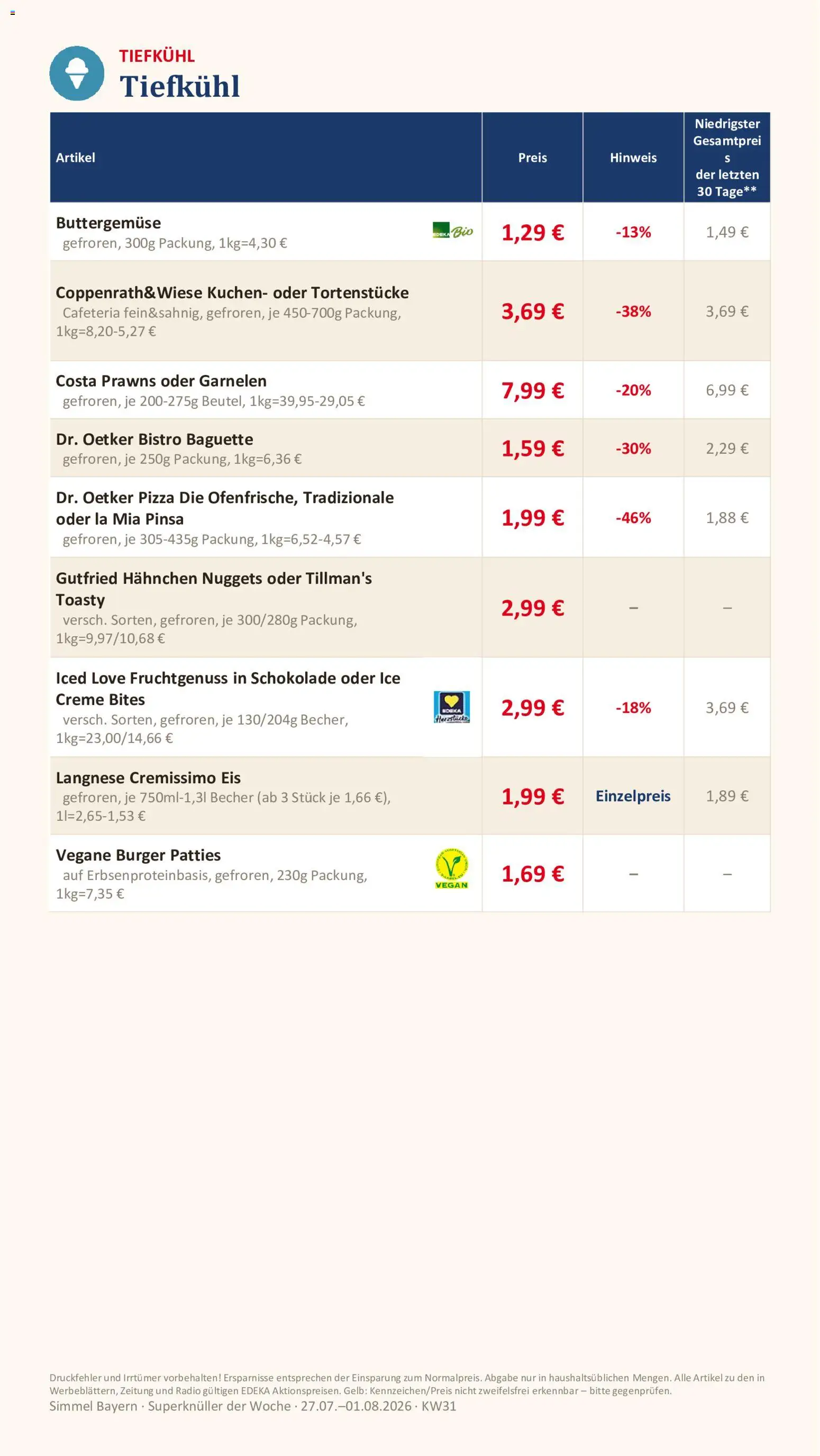 Simmel Bayern – gültig ab 27.07.2026 | Seite: 9 | Produkte: Cremissimo, Burger, Baguette, Creme
