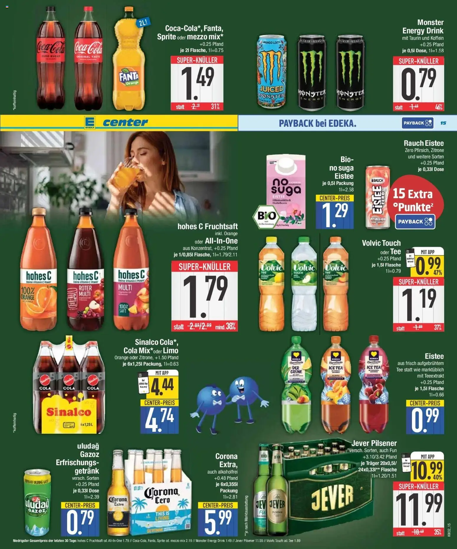 E center Prospekt Weißenburg | Seite: 15 | Produkte: Sinalco, Mango, Pfirsich, Tee