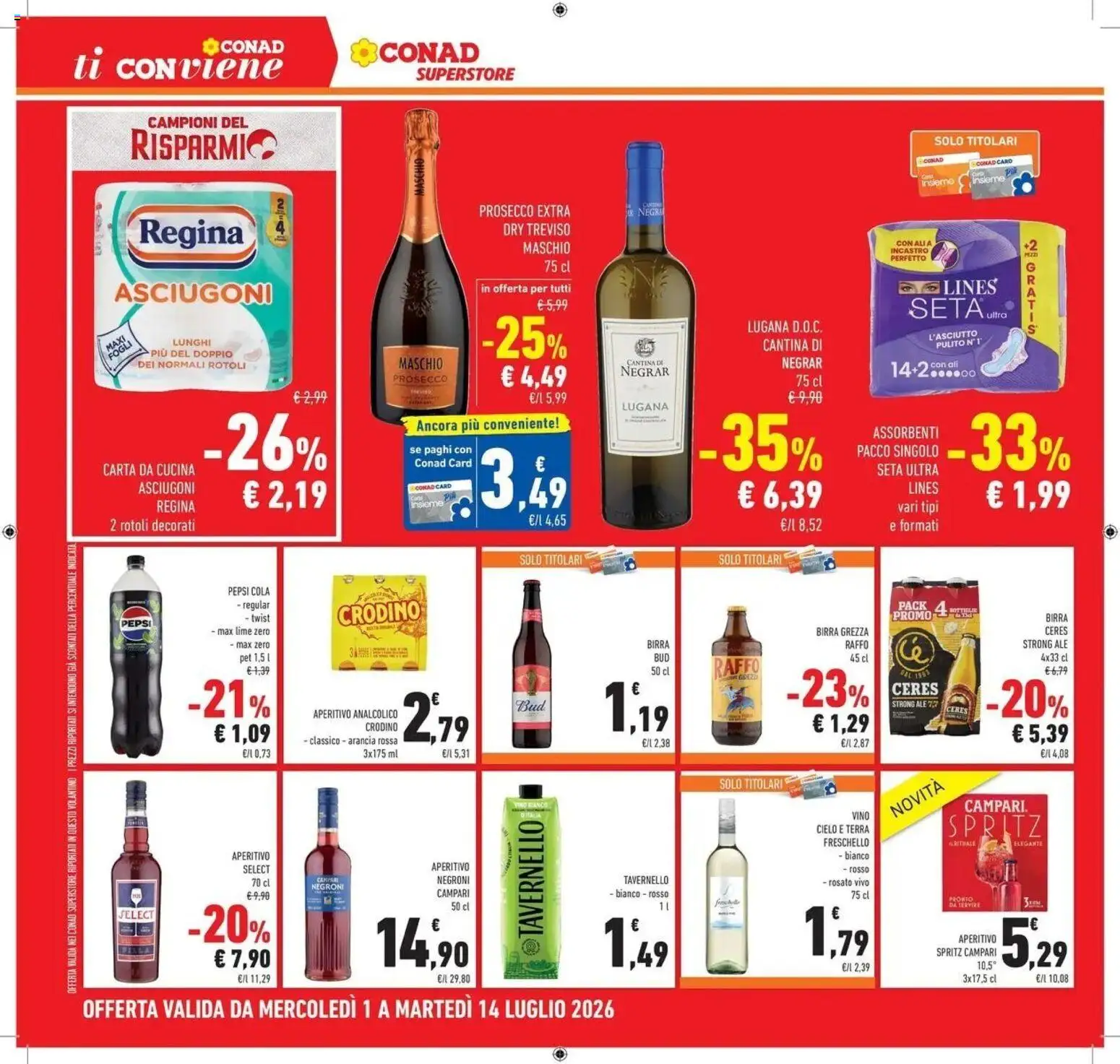 Volantino Conad del 30/06/2026 | Pagina: 30 | Prodotti: Prosecco, Lime, Ceres, Terra