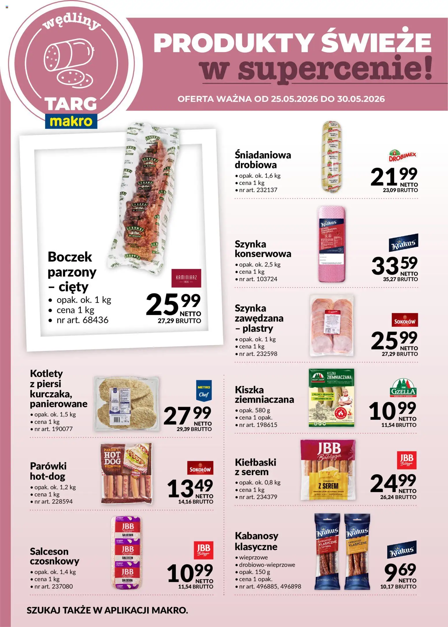 Makro gazetka - Produkty świeże w supercenie od 25.05.2026 | Strona: 2 | Produkty: Piersi, Kiszka ziemniaczana, Parówki, Wędliny