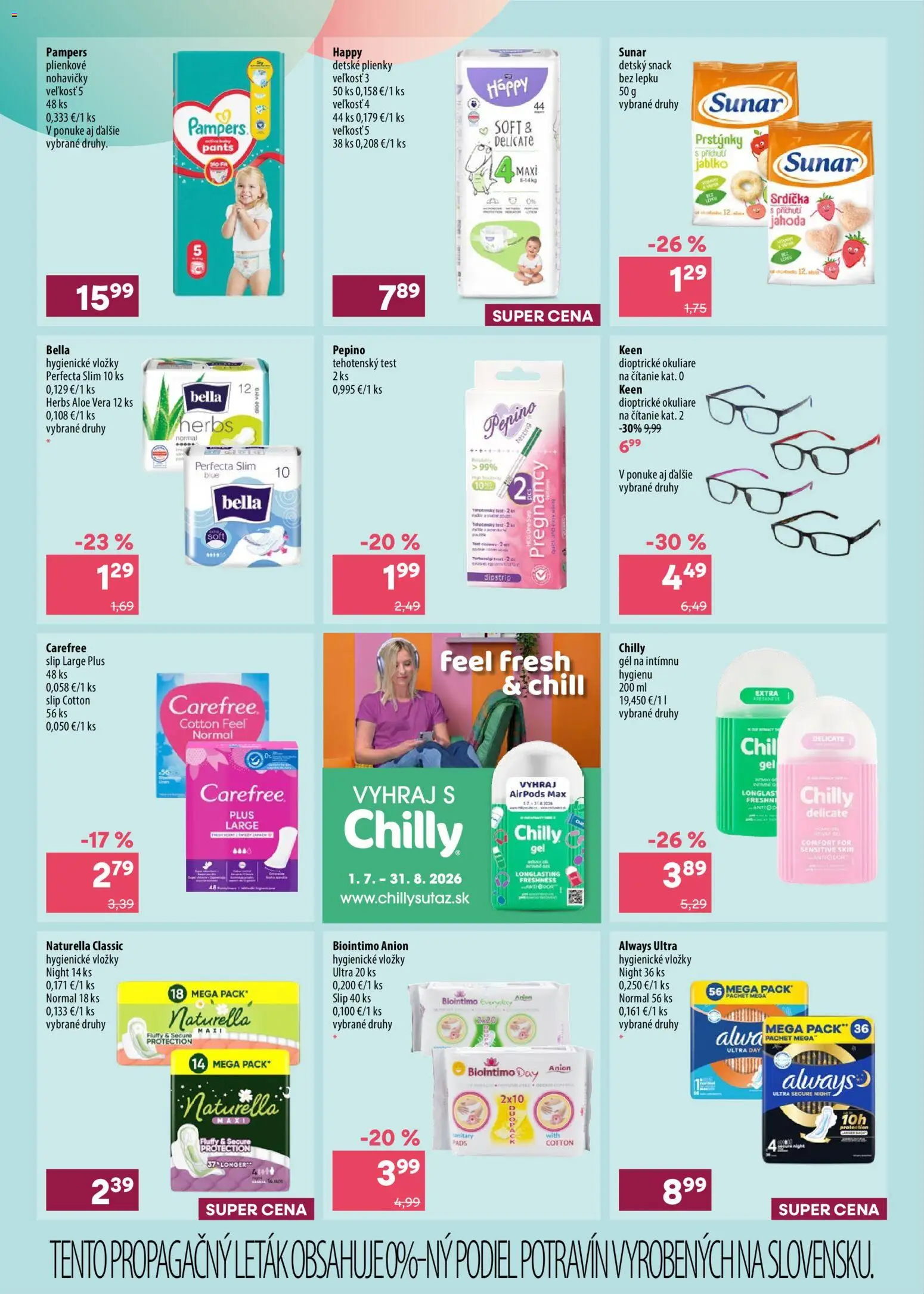 Nové 101 drogerie akcie – leták je platný od 08.07.2026 | Strana: 4 | Produkty: Airpods, Sunar, Okuliare, Plienky