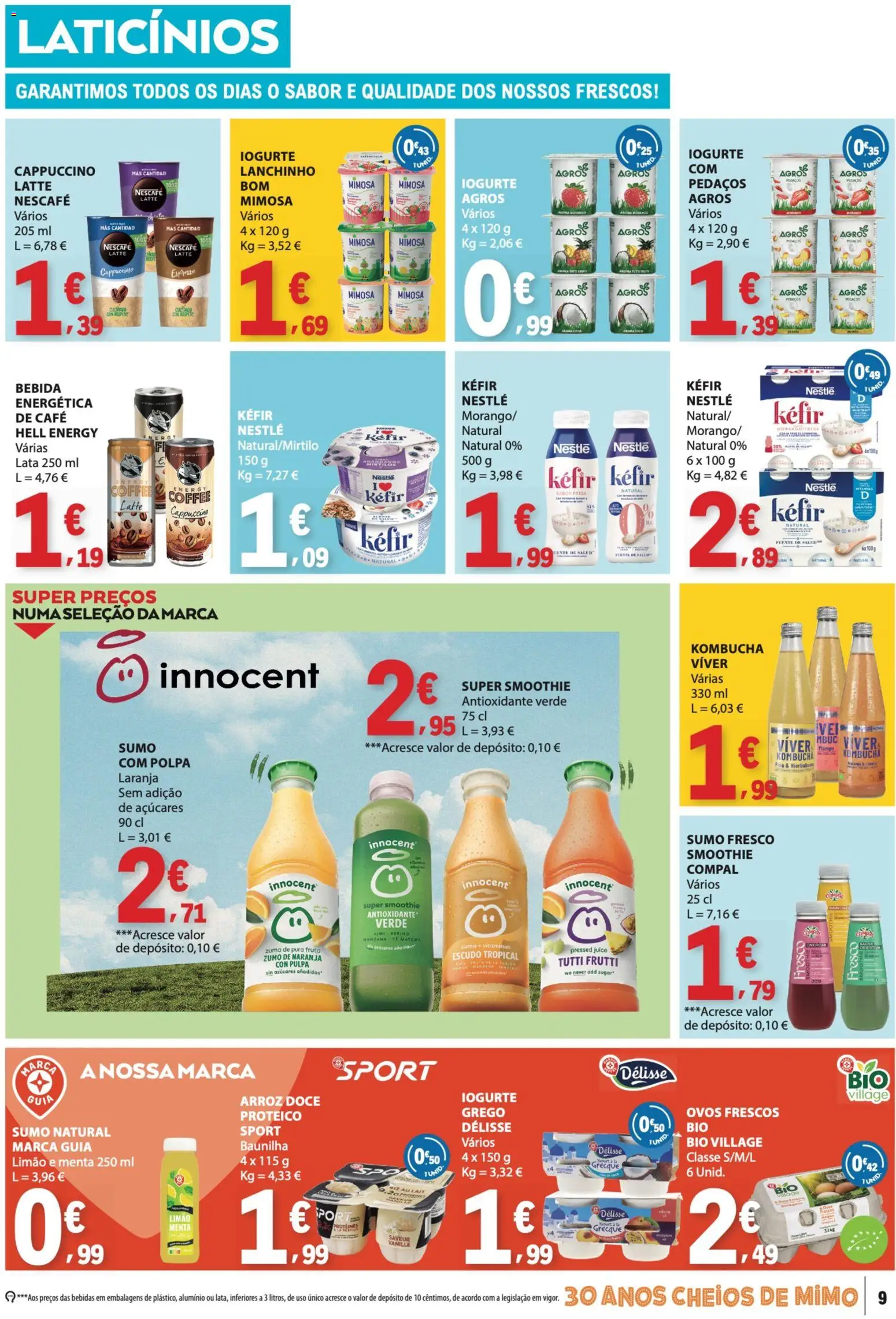 E.Leclerc folheto │ válido de 17/09/2026 | Página: 9 | Produtos: Laticínios, Iogurte, Ovos, Sumo fresco