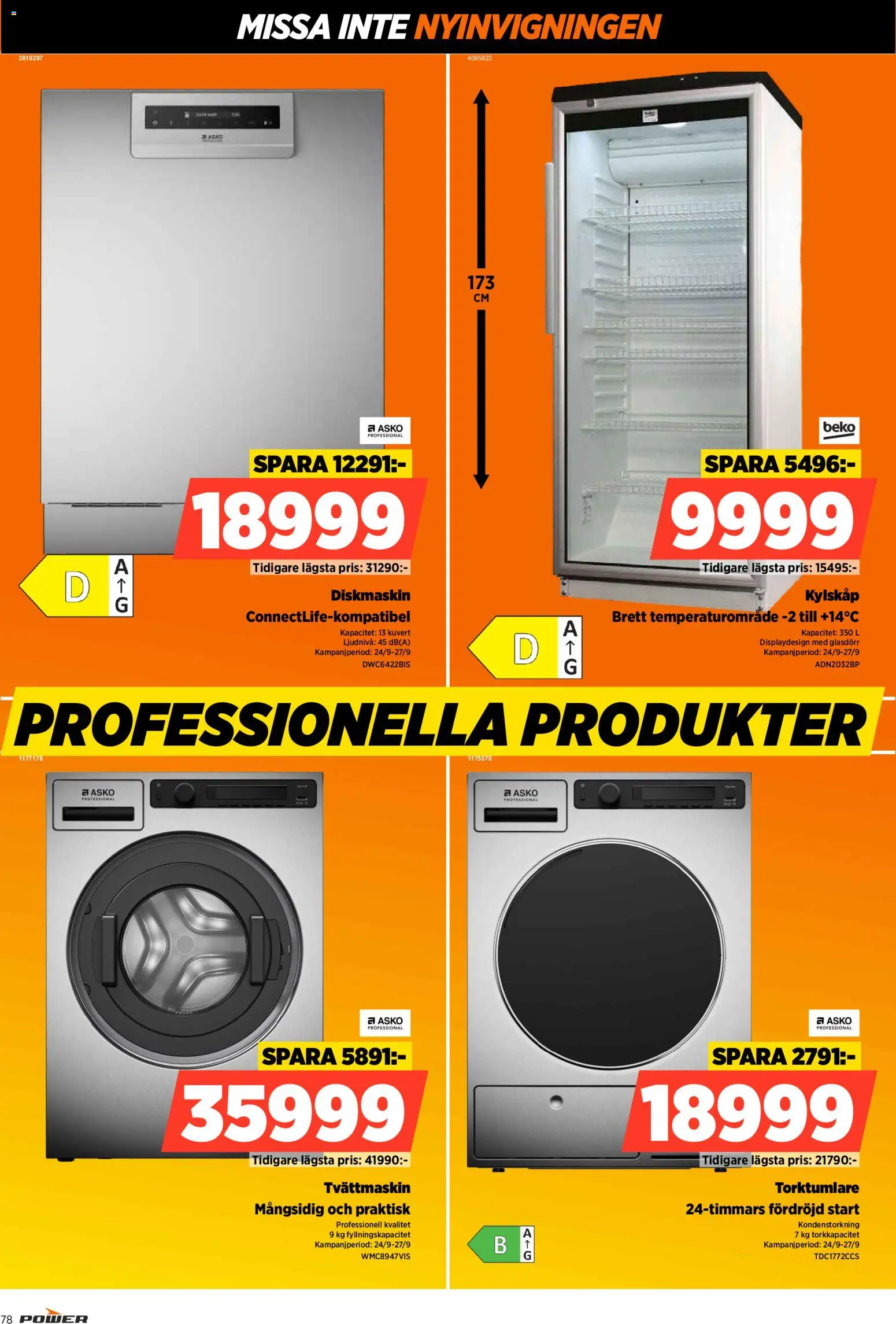 Power reklamblad aktuell från 24/09/2026 | Sida: 78 | Produkter: Diskmaskin, Kuvert, PC, Tvättmaskin