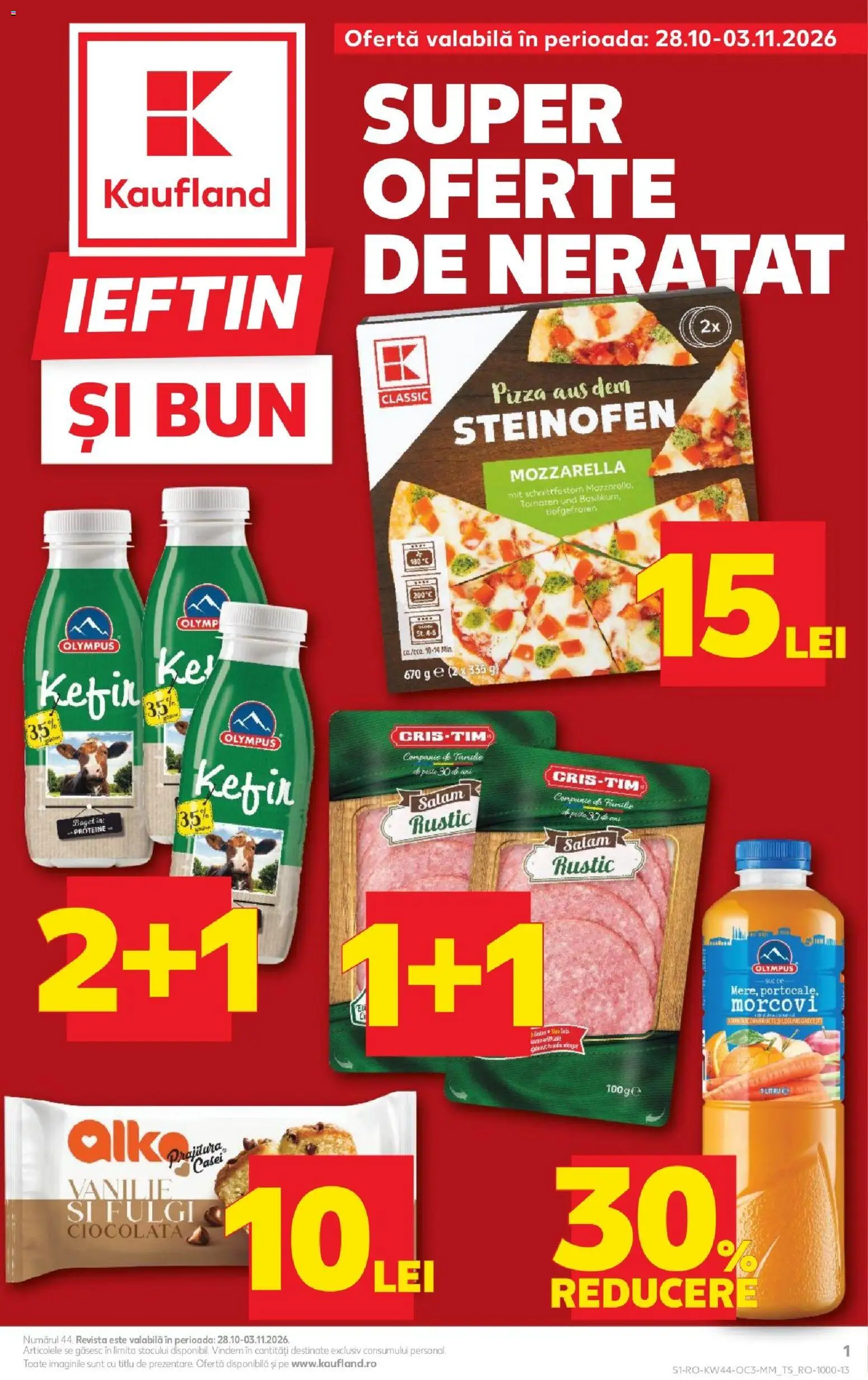 Noul catalog Kaufland – valabil de la 28.10.2026 | Pagină: 1 | Produse: Proteine, Mozzarella, Salam, Pizza