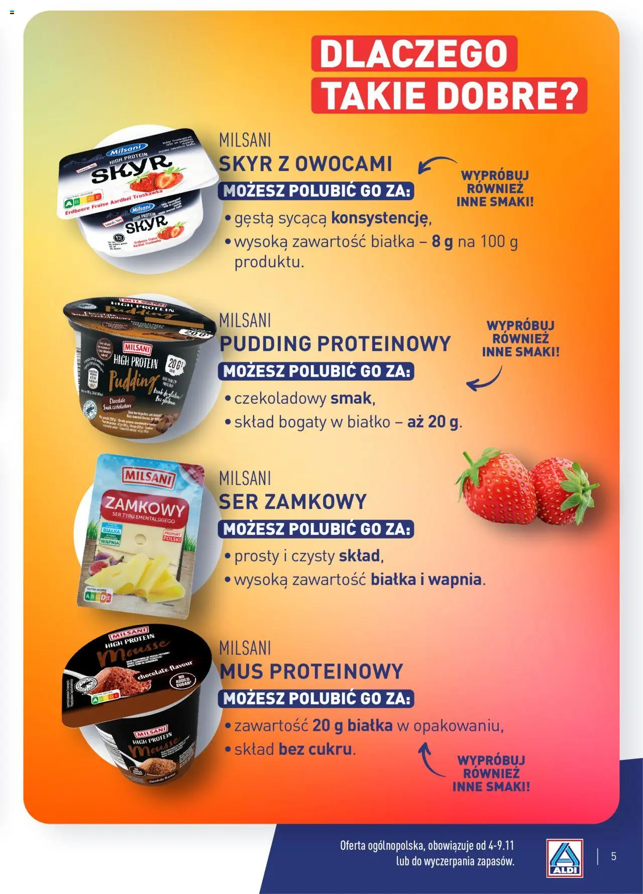 Aldi Gazetka - Wielki test od 04.11.2024 | Strona: 5 | Produkty: High Protein, Białko, Pudding proteinowy, Skyr