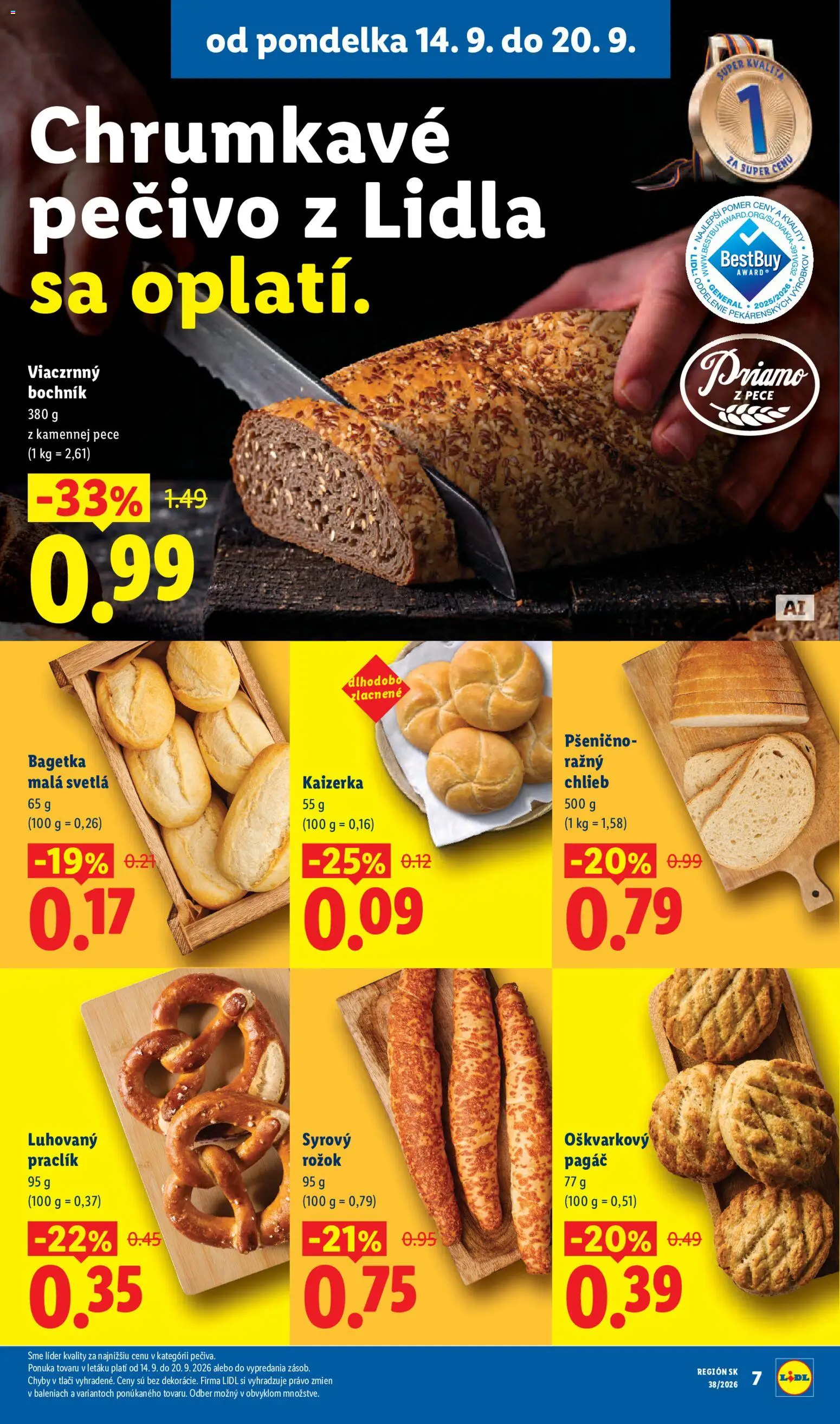 Nové Lidl akcie – leták je platný od 14.09.2026 | Strana: 11 | Produkty: Chlieb, Rožok, Pečivo, Svetlá
