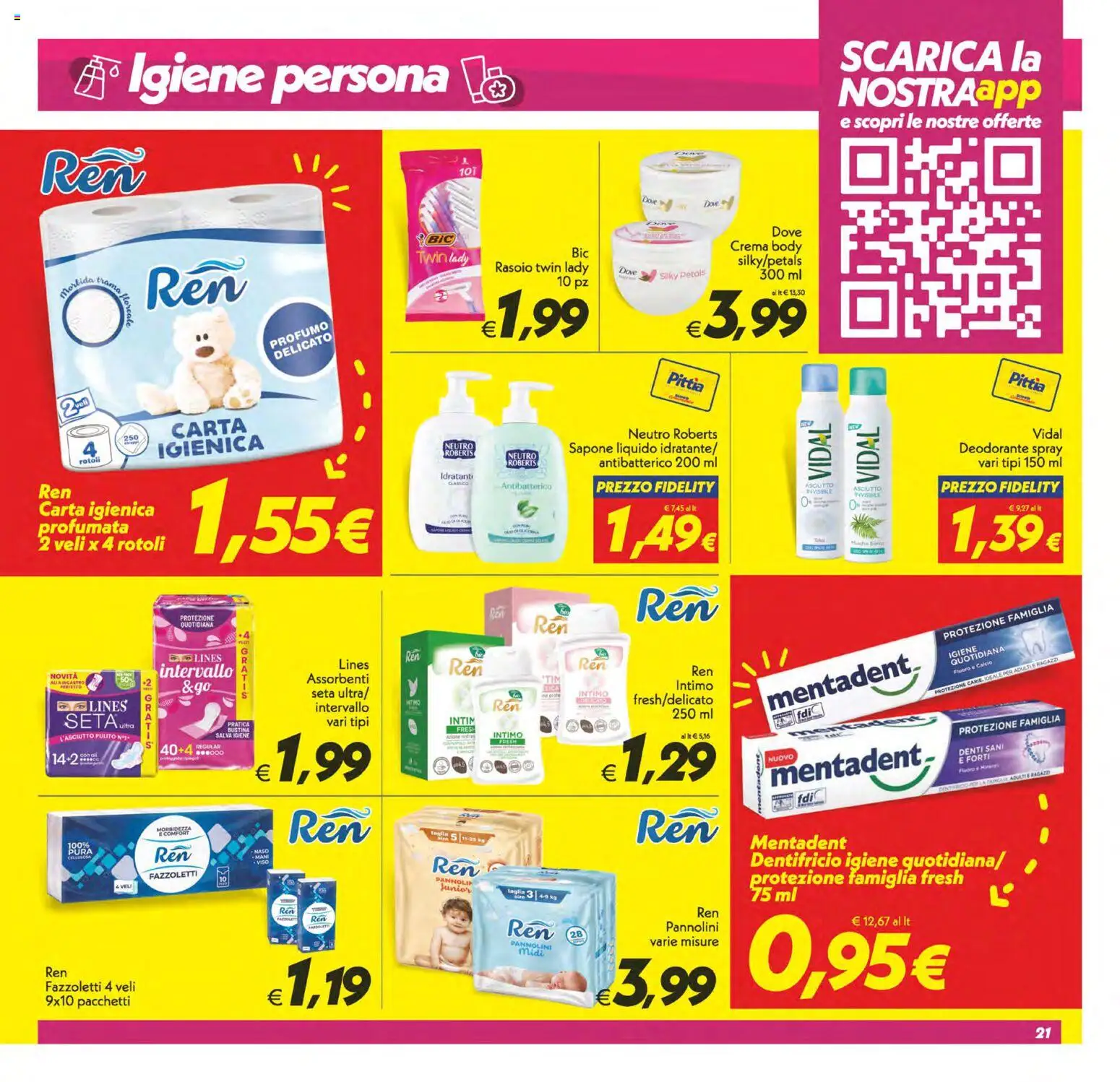 Volantino SuperConveniente del 29.05.2026 | Pagina: 21 | Prodotti: Crema, Pannolini, Rasoio, Profumo