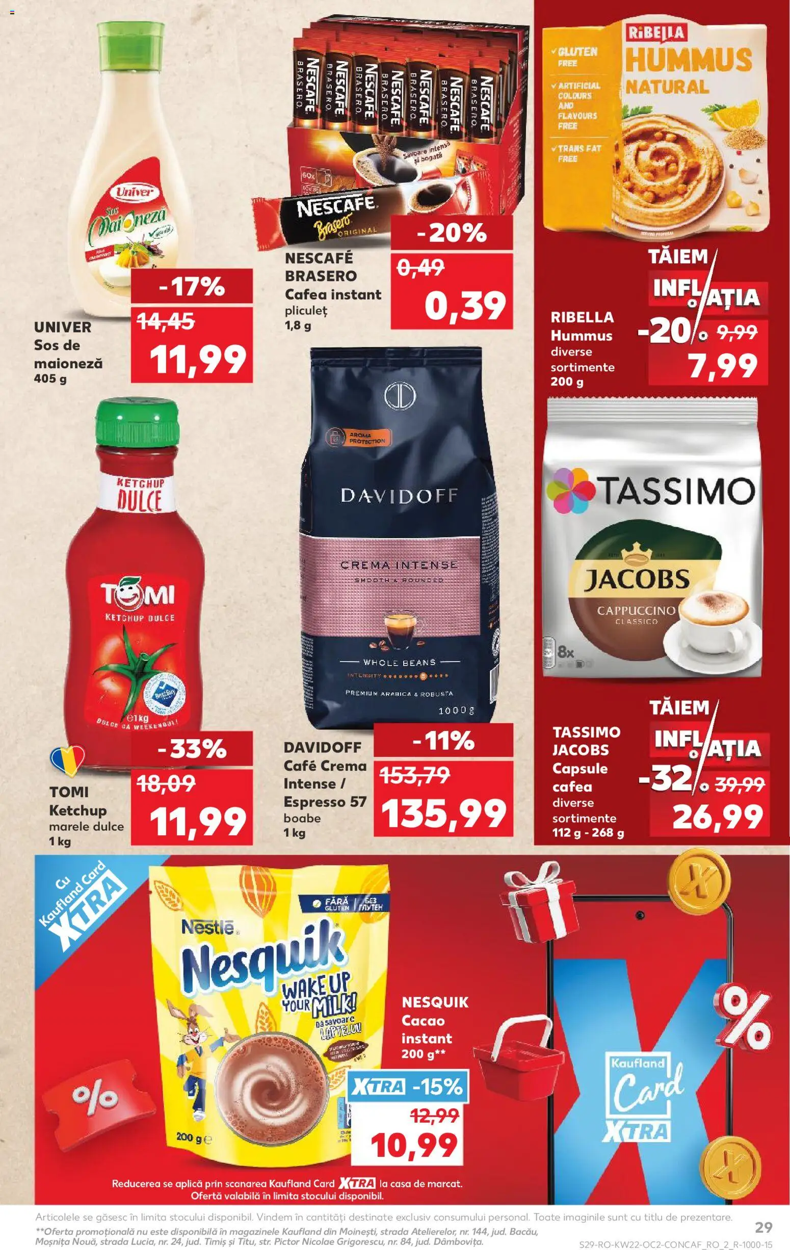 Kaufland RO akciós ujság - amely érvényes a következő dátumtól: 27.05.2026 | Oldal: 29 | Termékek: Nescafé, Cappuccino, Nesquik, Ketchup