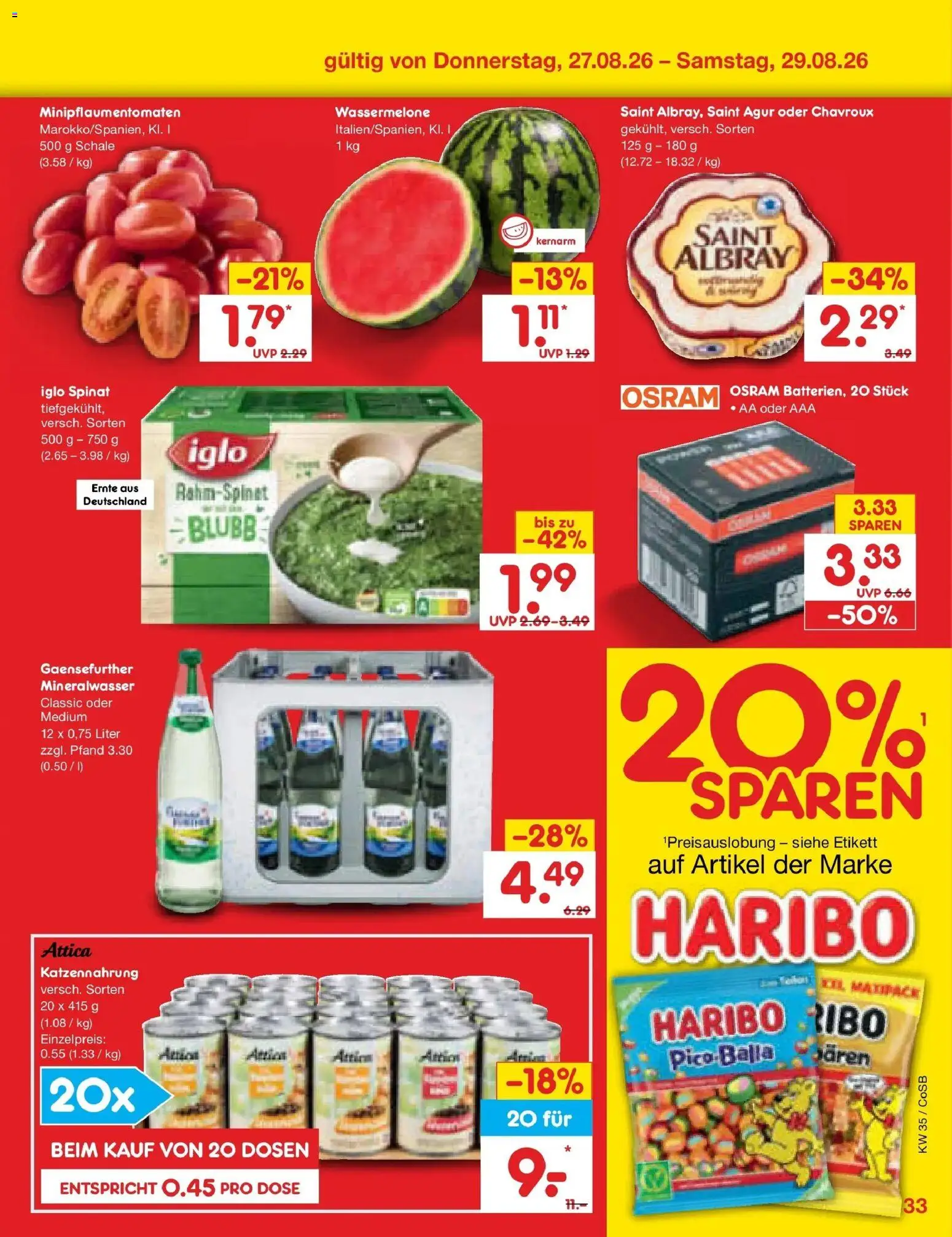 Netto Marken-Discount Prospekt Leipzig (ab 24.08.2026) » Angebote | Seite: 47 | Produkte: Haribo, Iglo, Mineralwasser, Wassermelone