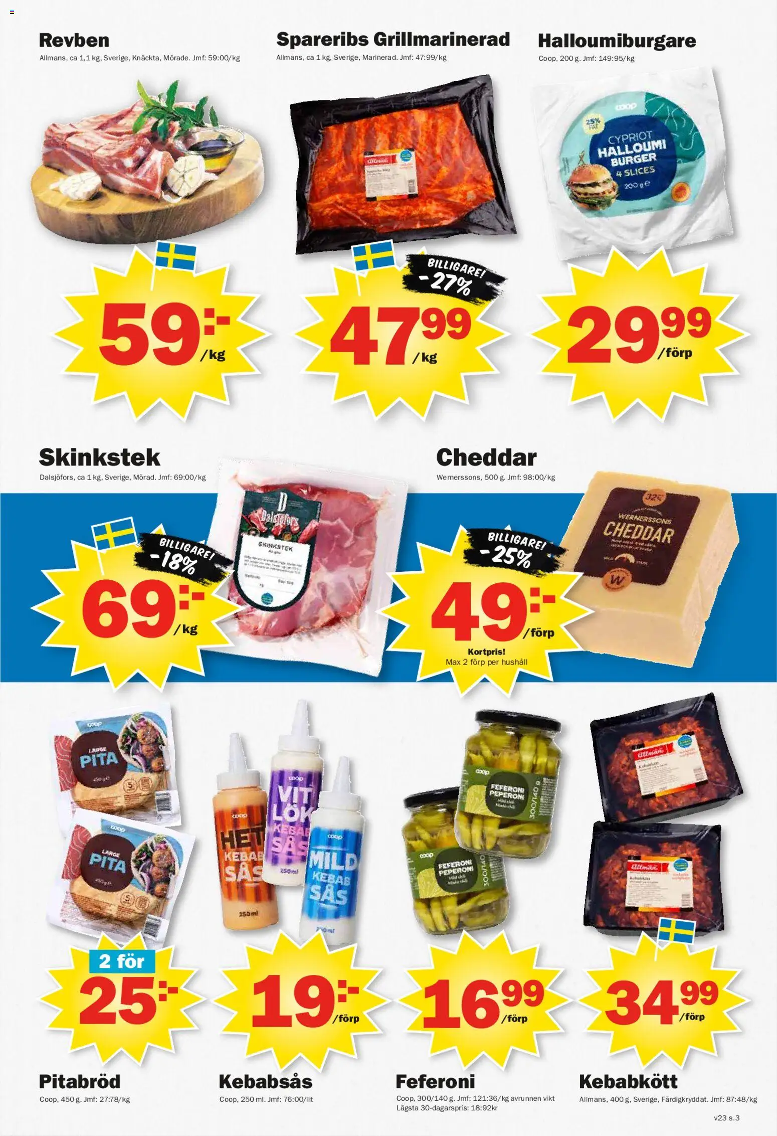 Pekås reklamblad aktuell från 01.06.2026 | Sida: 3 | Produkter: Cheddar, Halloumi, Pitabröd, Kebabsås