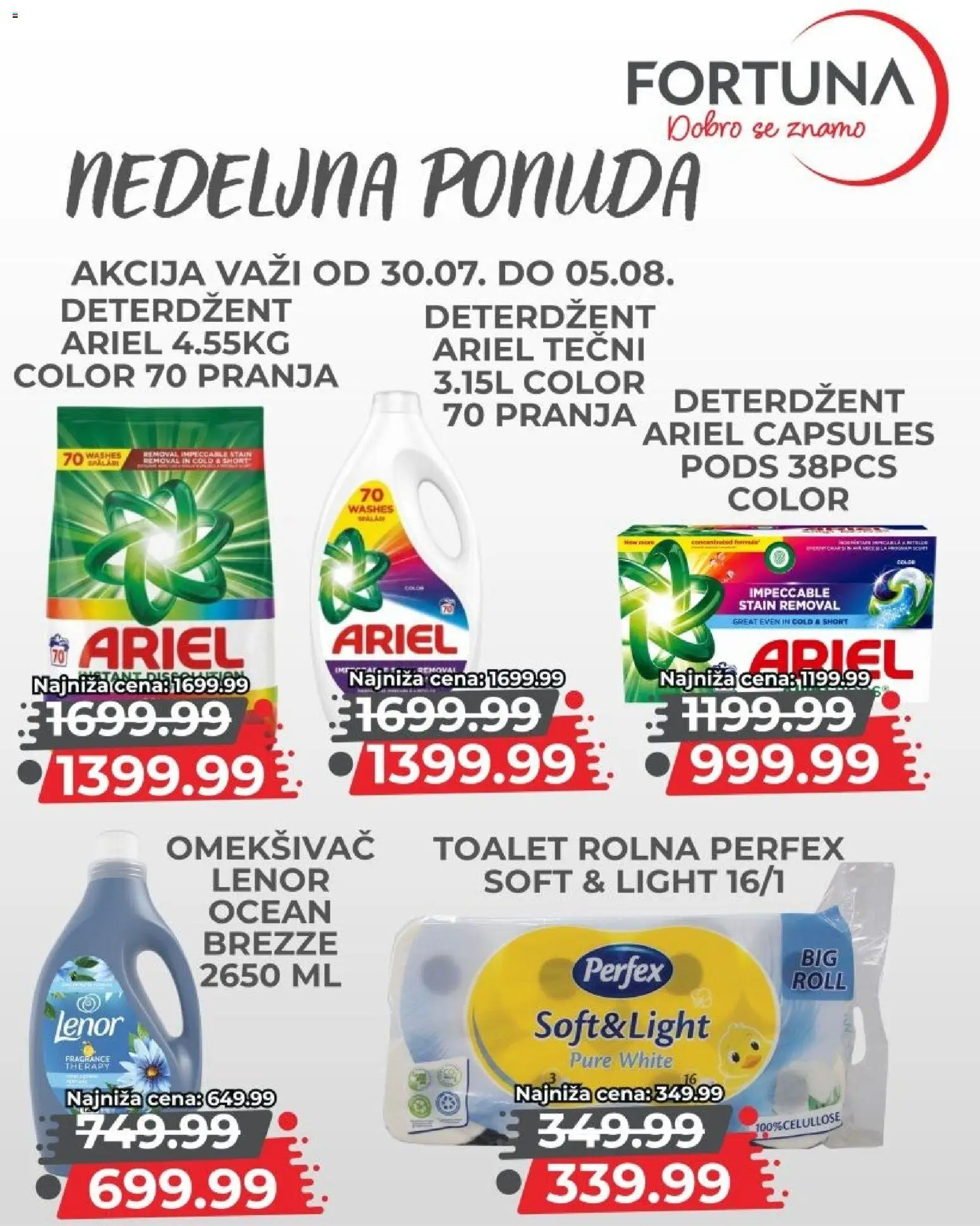 Fortuna Market katalog - važi od 30.07.2026 | Strana: 11 | Proizvode: Deterdžent, Ariel, Lenor
