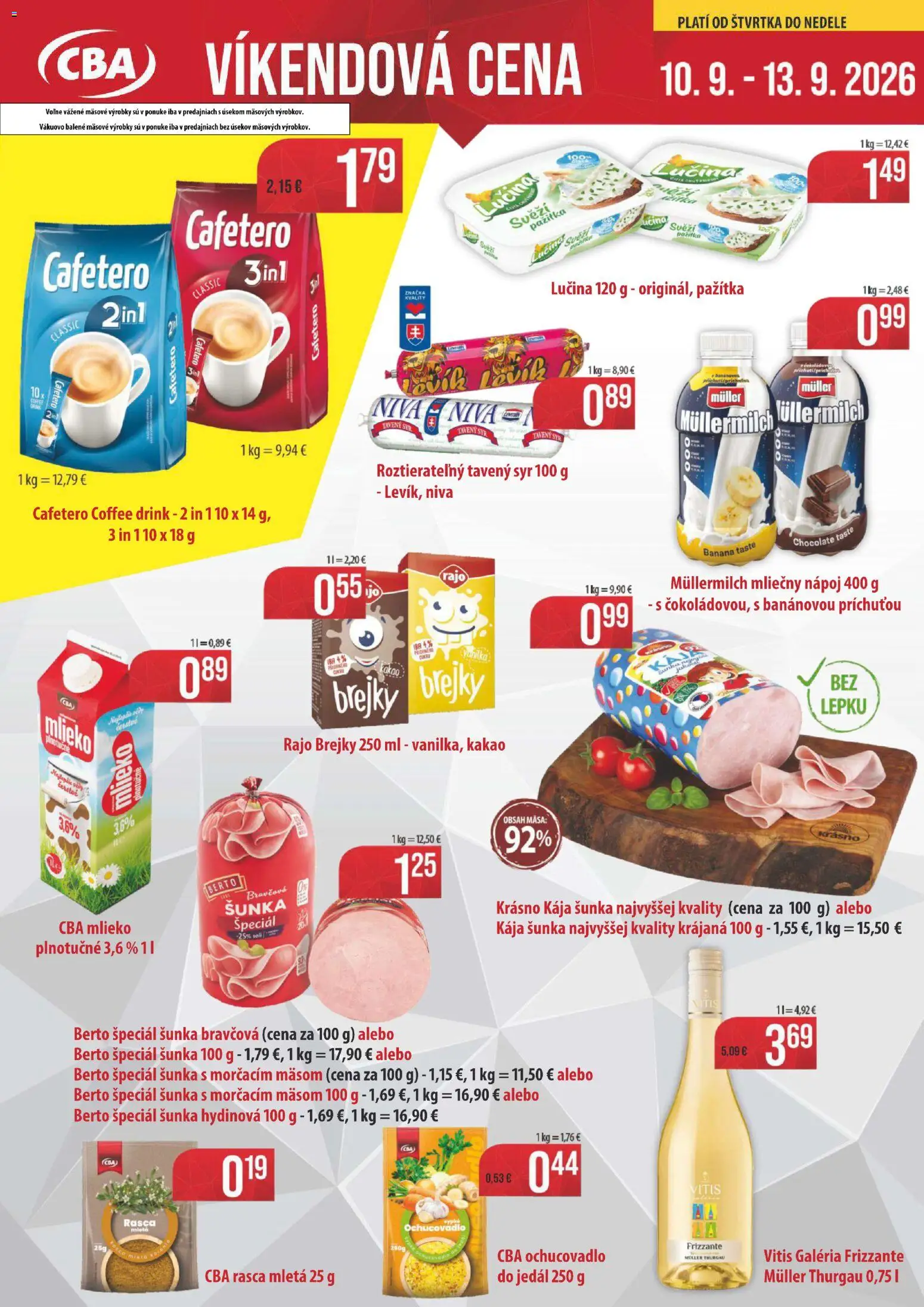 Nové Nitrazdroj akcie – leták je platný od 10.09.2026 | Strana: 1 | Produkty: Syr, Pažítka, Niva, Kakao