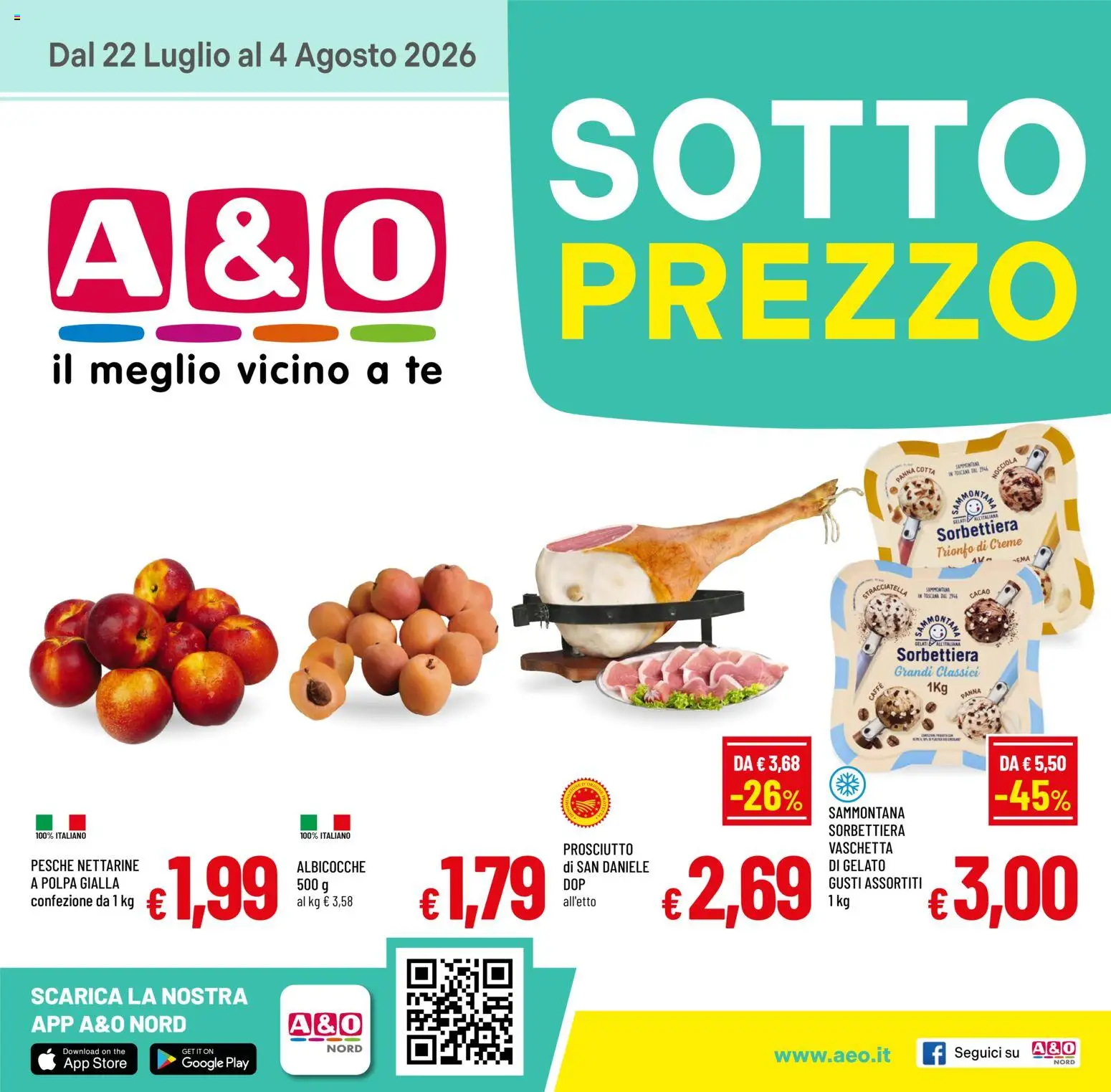 Volantino A&O del 22/07/2026 | Pagina: 1 | Prodotti: Caffè, The, Albicocche, Stracciatella