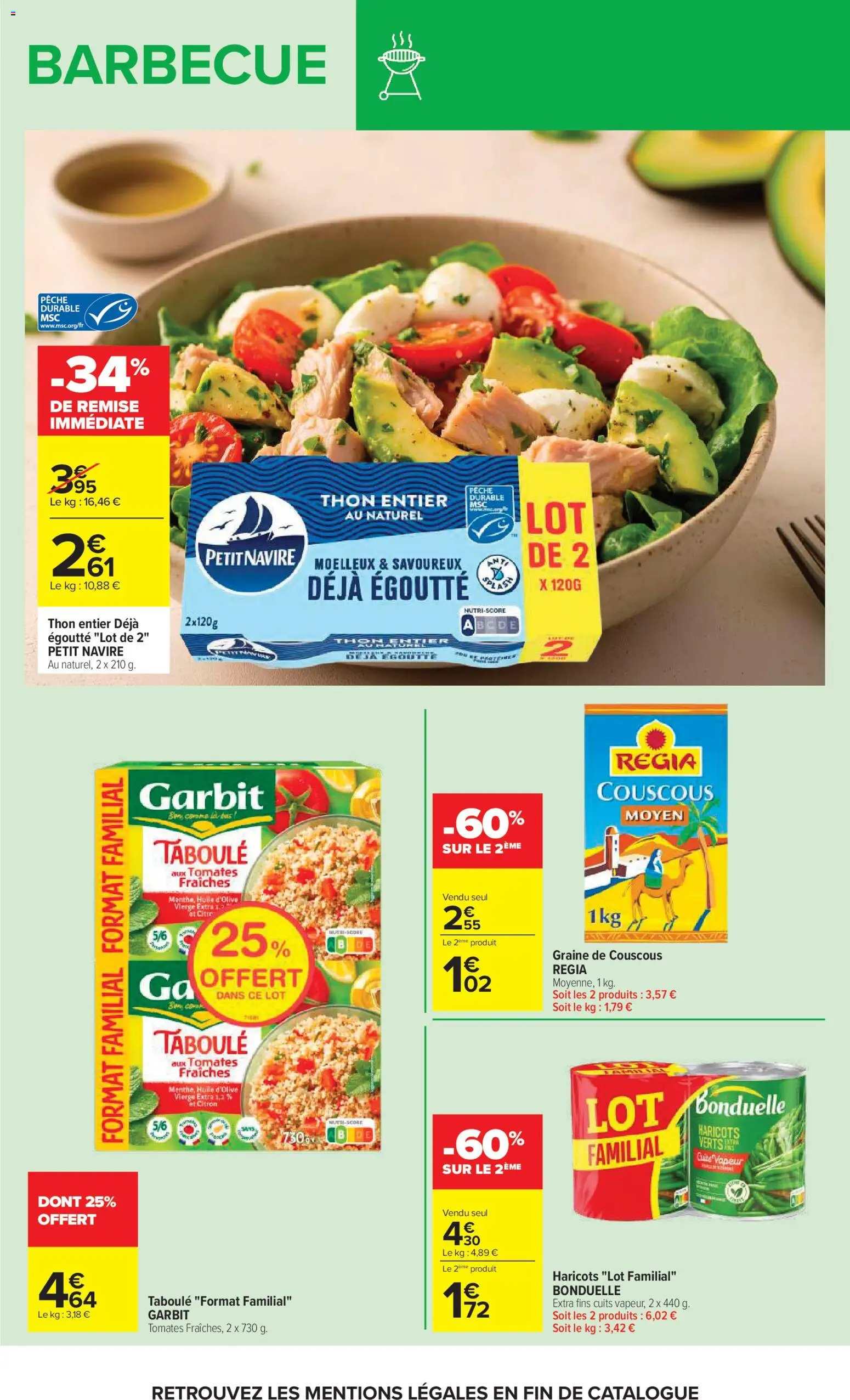 {H1} | Page: 15 | Produits: Haricots verts, Taboulé, Huile, Haricots