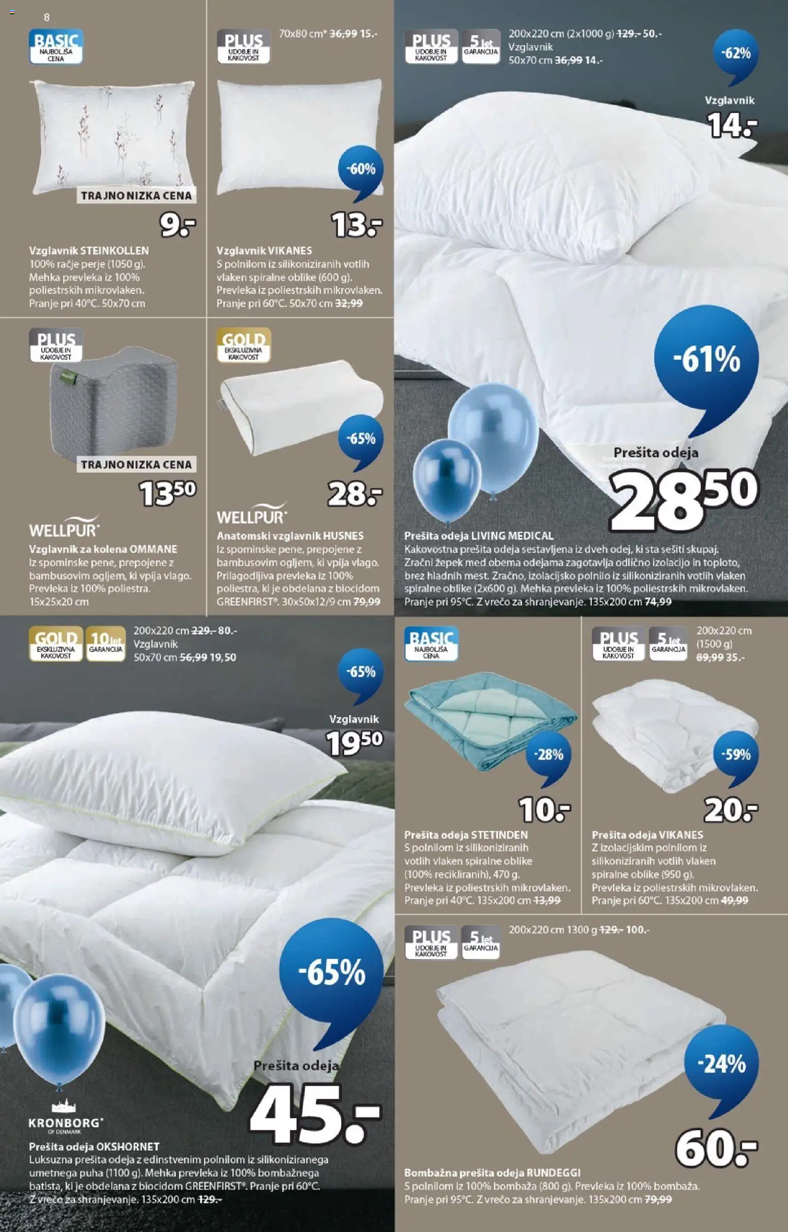 Novi JYSK katalog ponudbe – veljaven od 15.04.2026 | Stran: 8 | Izdelki: Prešita odeja, Vzglavnik, Prevleka, Odeja
