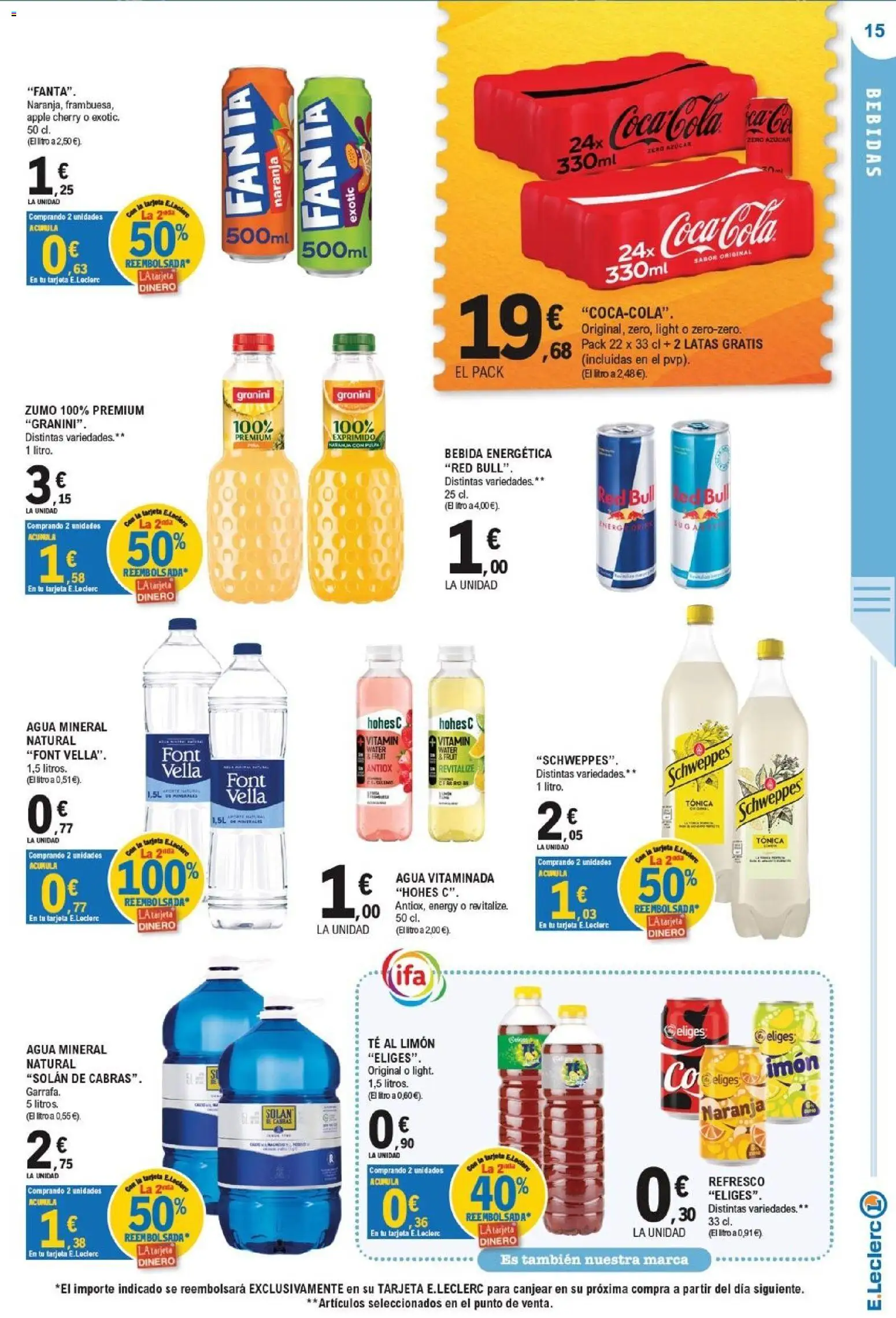 E.Leclerc - Ciudad Real │ válido desde el 23/09/2026 | Página: 15 | Productos: Red Bull, Apple, Bebidas, Agua mineral