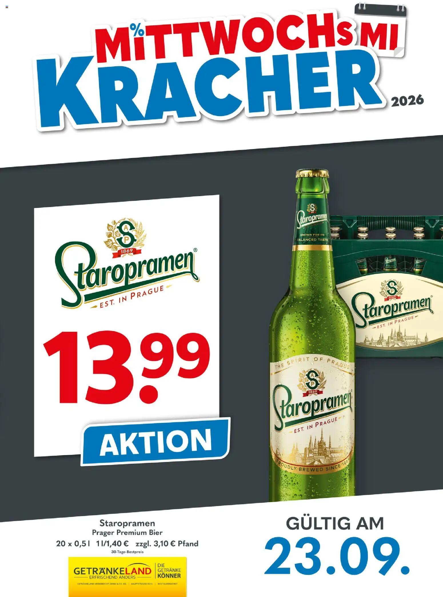 Getränkeland Mittwochs Kracher – gültig ab 23.09.2026 | Seite: 1 | Produkte: Bier