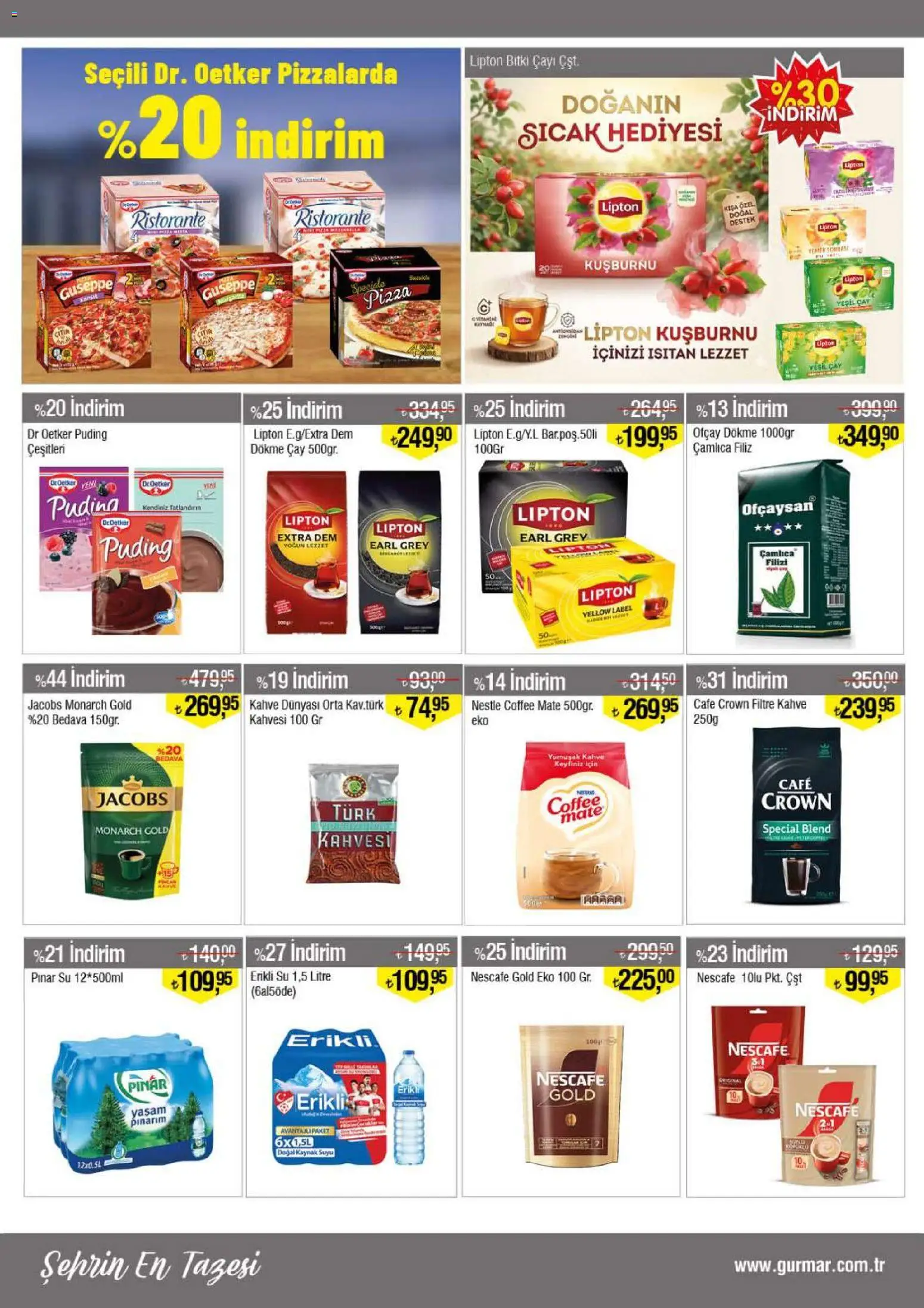 Gürmar Katalog - 01 Ekim 2026 tarihinden itibaren geçerlidir | Sayfa: 3 | Ürünler: Pizza, Çay, Su, Bitki çayı