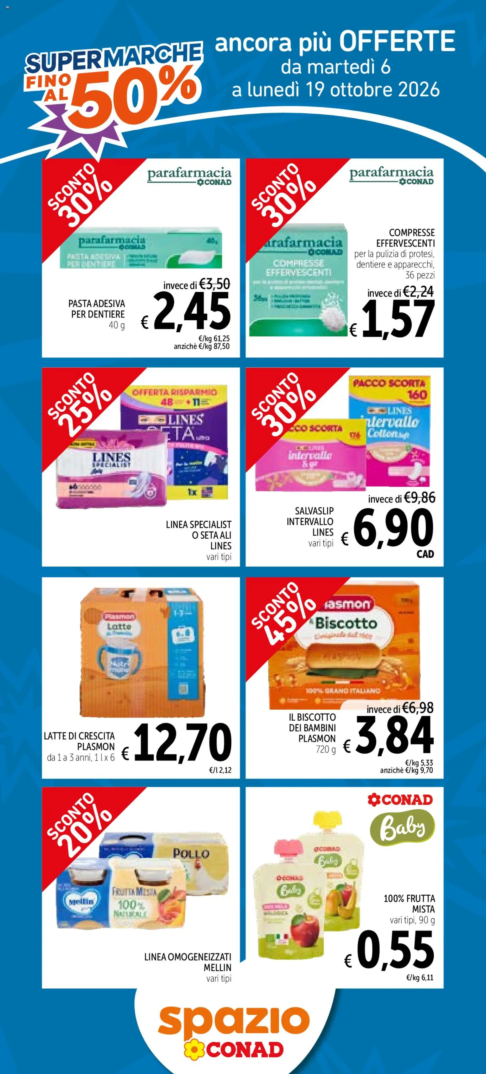 Volantino Spazio Conad del 06/10/2026 | Pagina: 3 | Prodotti: Pollo, Frutta, Compresse effervescenti, Pasta