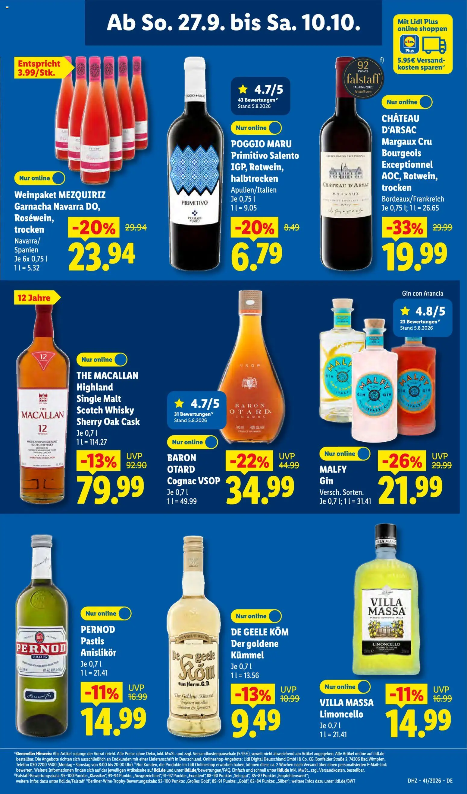Lidl Německo leták od 05.10.2026 | Strana: 29 | Produkty: Gin, Telefon, Pastis, Sherry