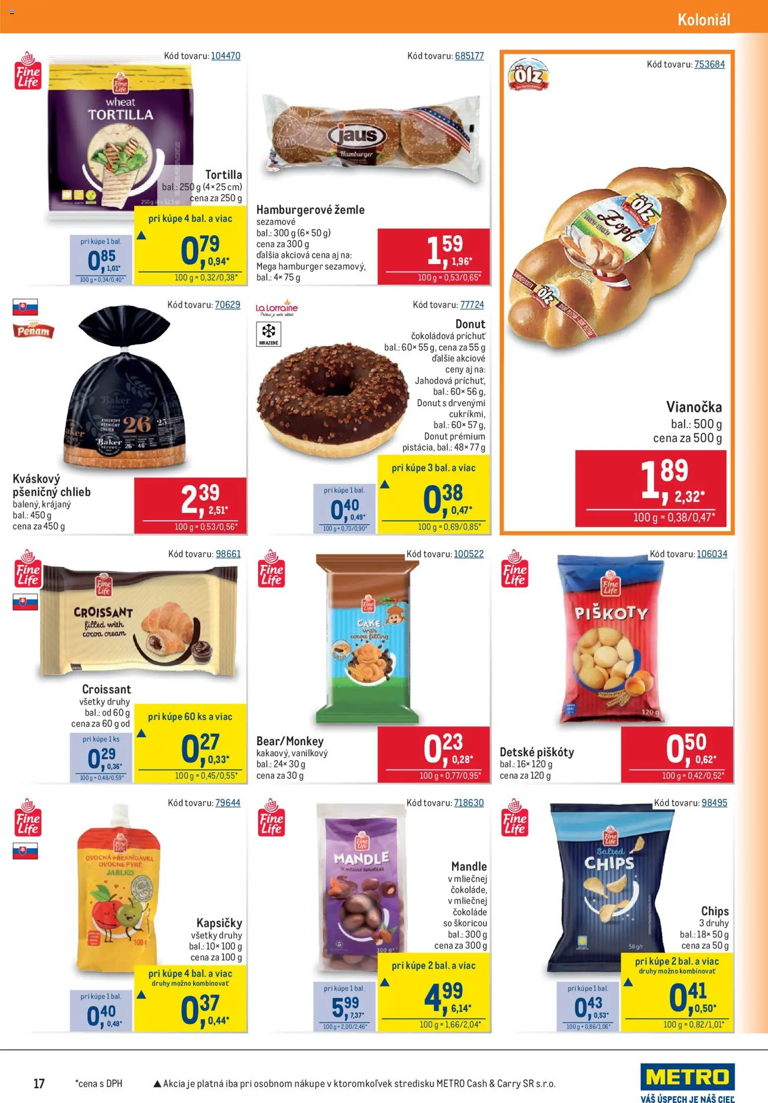 Nové Metro akcie – leták je platný od 29.07.2026 | Strana: 17 | Produkty: Tortilla, Vianočka, Hamburgerové žemle, Mandle