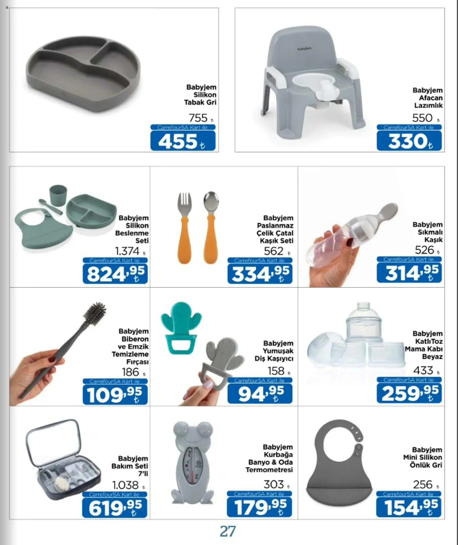 CarrefourSA - Katalog Bebek - 12 Ekim 2026 tarihinden itibaren geçerlidir | Sayfa: 27 | Ürünler: Banyo, Çatal, Önlük