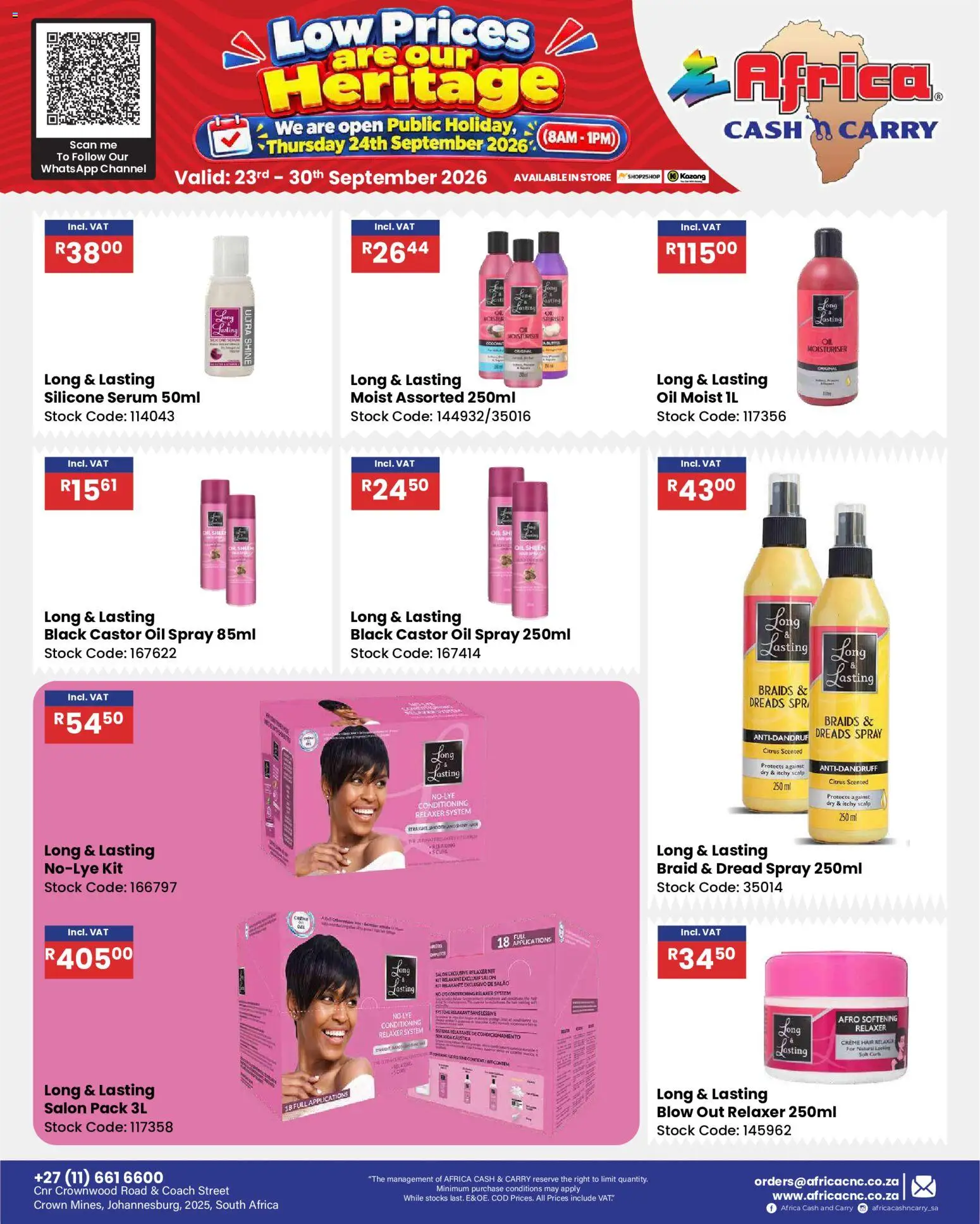 New Africa Cash & Carry catalogue – valid from 23/09/2026 | Page: 66 | Products: Braids, Oil, Stock, Silicone