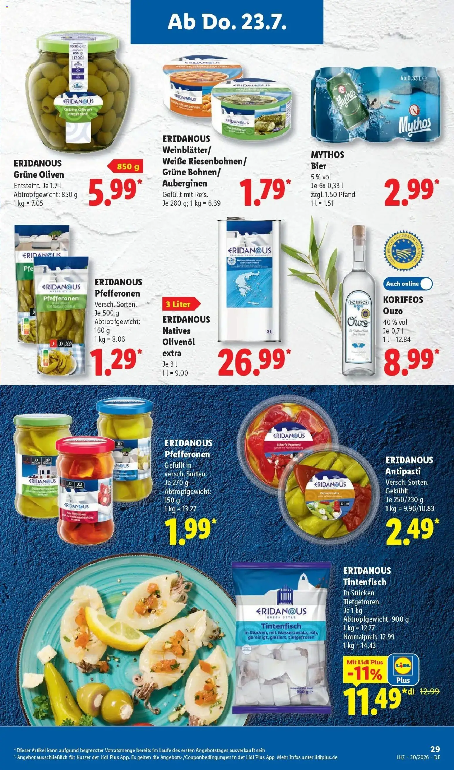 Lidl Prospekt Künzell – gültig ab 20.07.2026 | Seite: 55 | Produkte: Ouzo, Bier, Olivenol, Tintenfisch