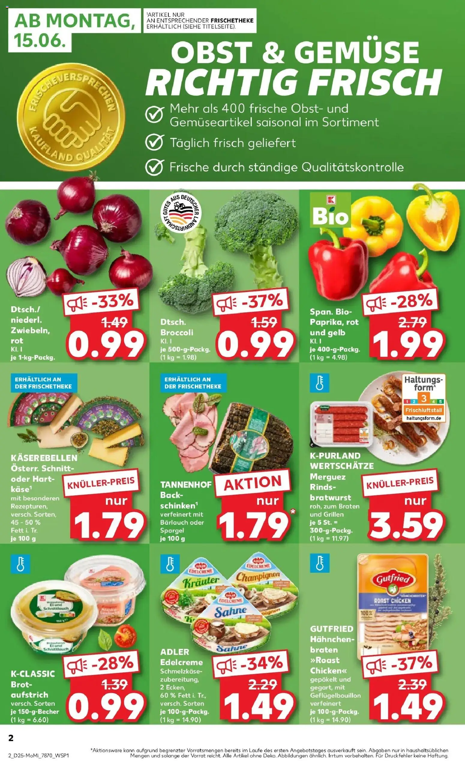 Kaufland Prospekt Weingarten – gültig ab 15.06.2026 | Seite: 4 | Produkte: Käse, Spargel, Obst, Sahne