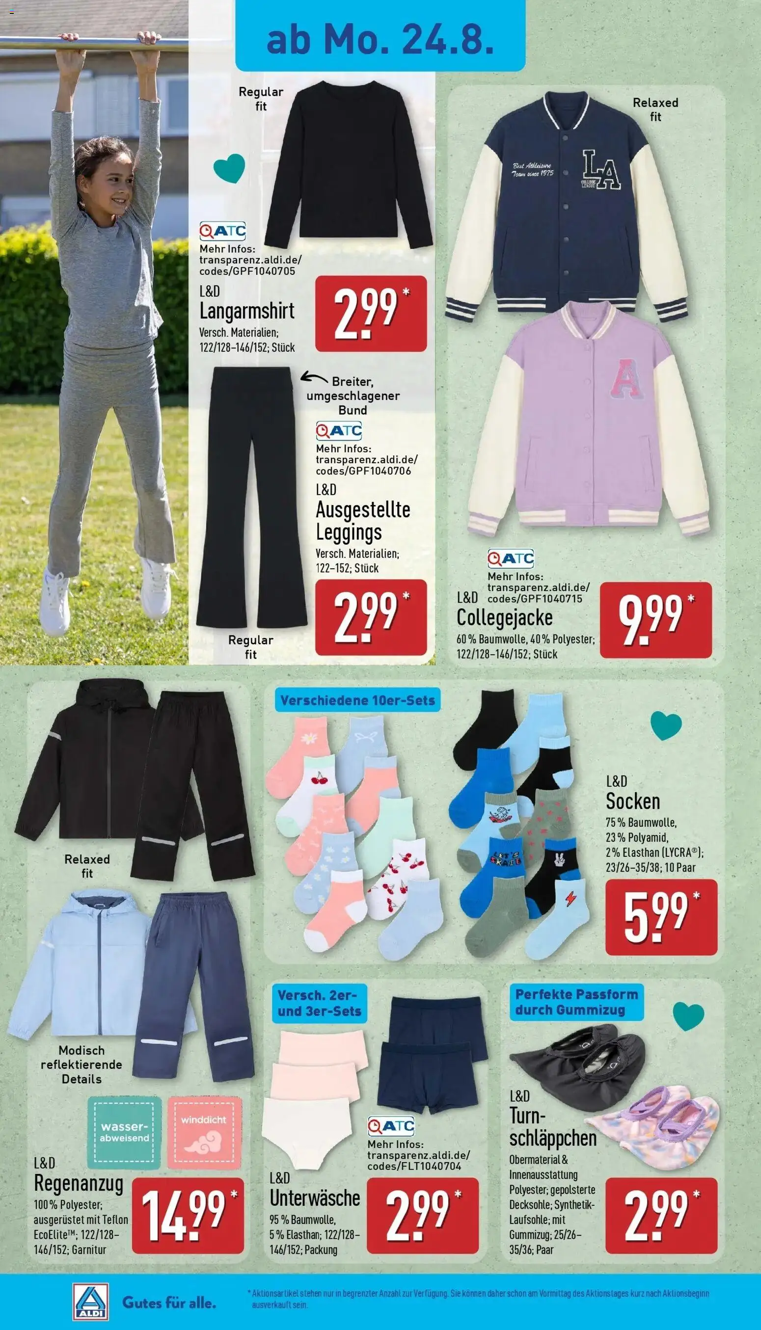 Aldi Aktueller Prospekt (ab 24.08.2026) » Angebote Online | Seite: 18 | Produkte: Shirt, Langarmshirt, Wasser, Leggings
