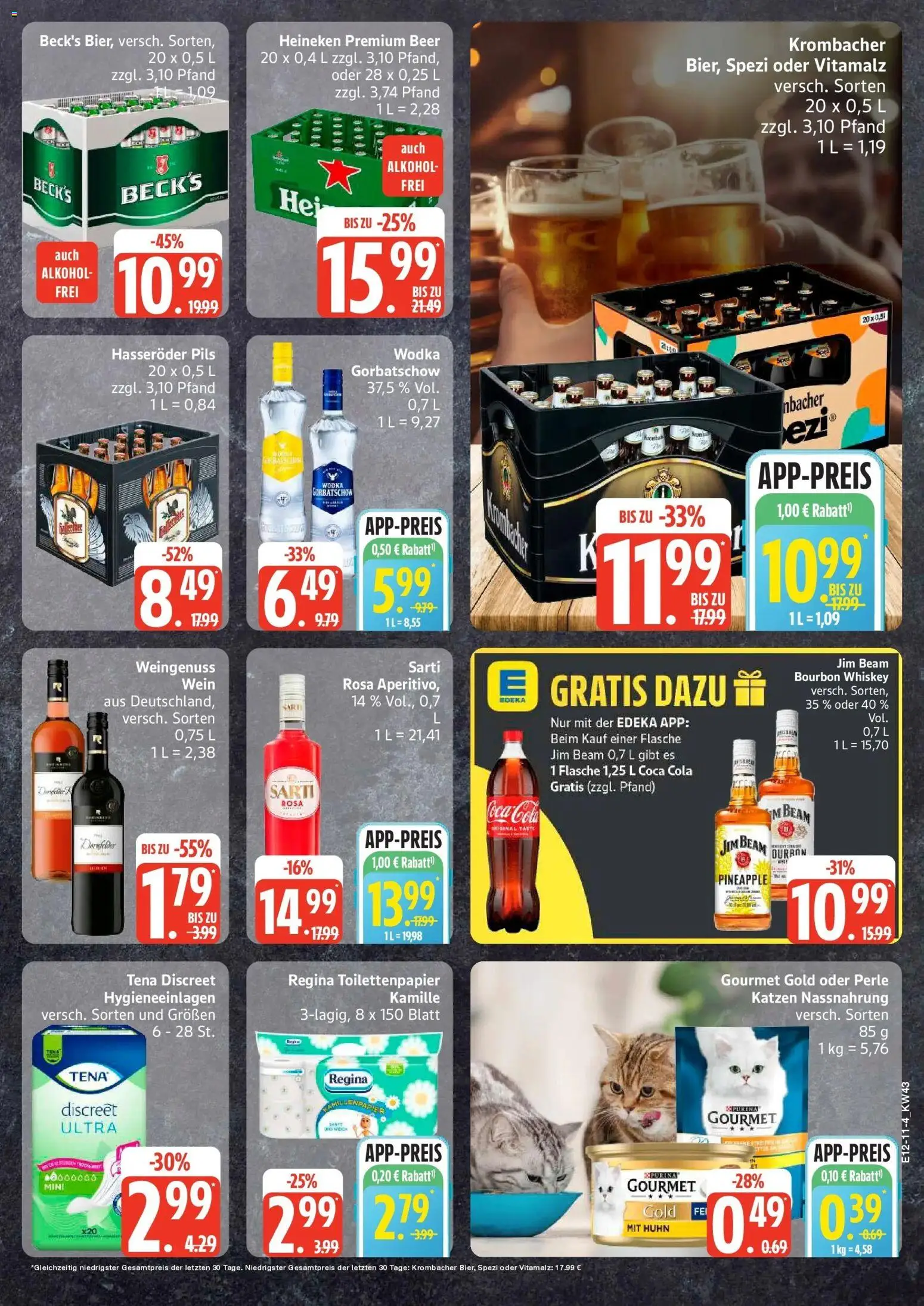 Edeka Prospekt Warnemünde / Rostock (ab 19.10.2026) » Angebote Online | Seite: 11 | Produkte: Jim beam, Coca cola, Wodka gorbatschow, Wein