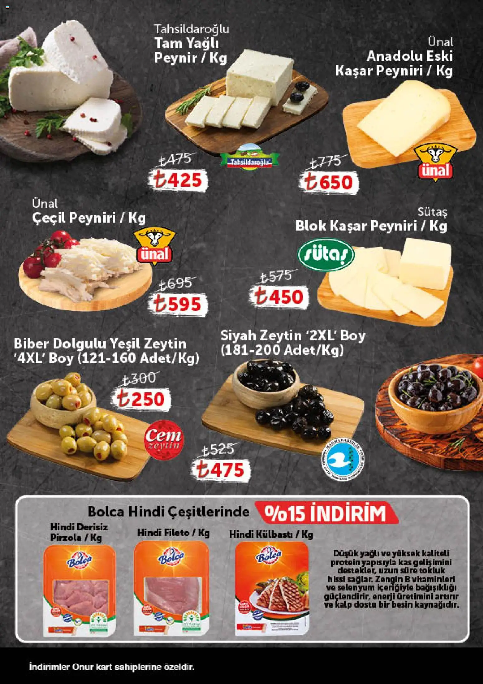Onur Market - Katalog Gurme - 30 Haziran 2026 tarihinden itibaren geçerlidir | Sayfa: 2 | Ürünler: Peynir, Biber, Zeytin, Pirzola