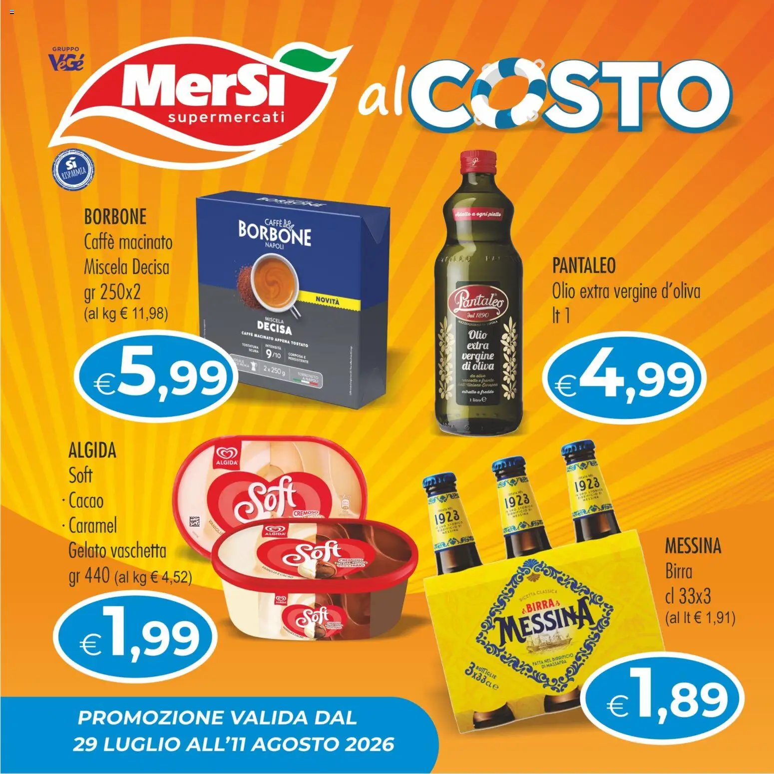 Volantino MerSi Supermercati del 29/07/2026 | Pagina: 1 | Prodotti: Caffè, Olio, Cacao, Caffè macinato