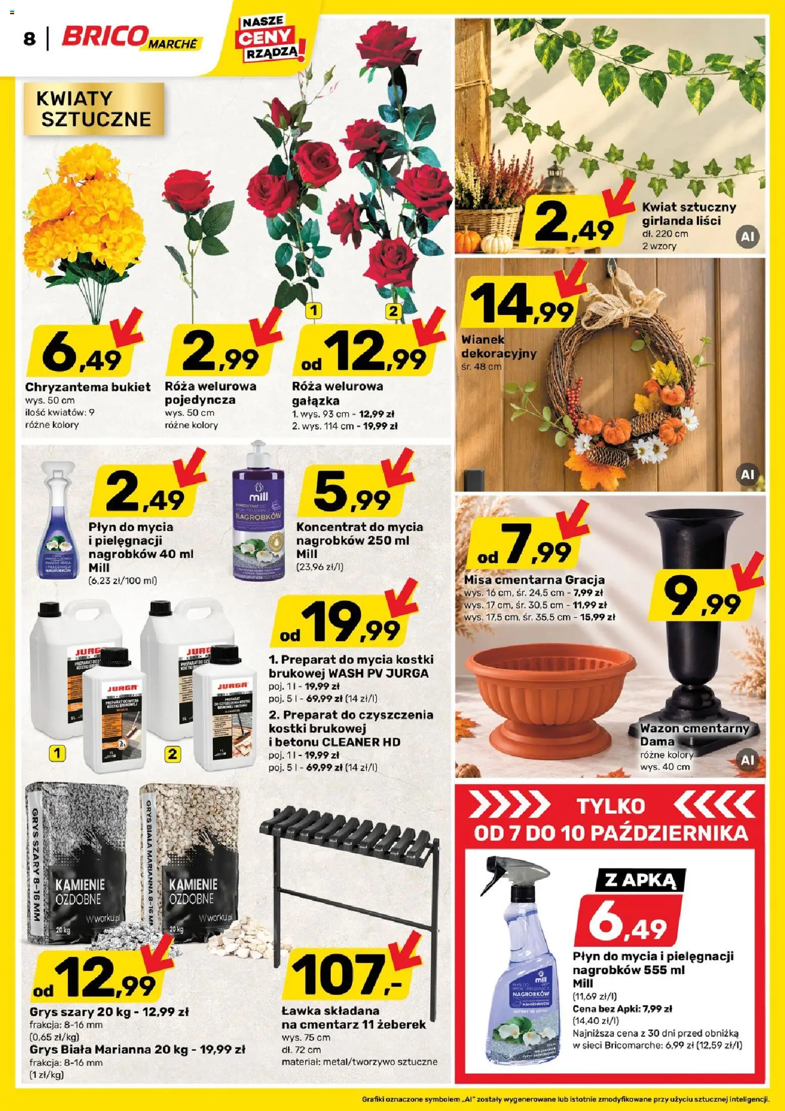 Brico Marché gazetka od 07.10.2026 | Strona: 9 | Produkty: Kwiaty sztuczne, Cleaner, Girlanda, Wazon