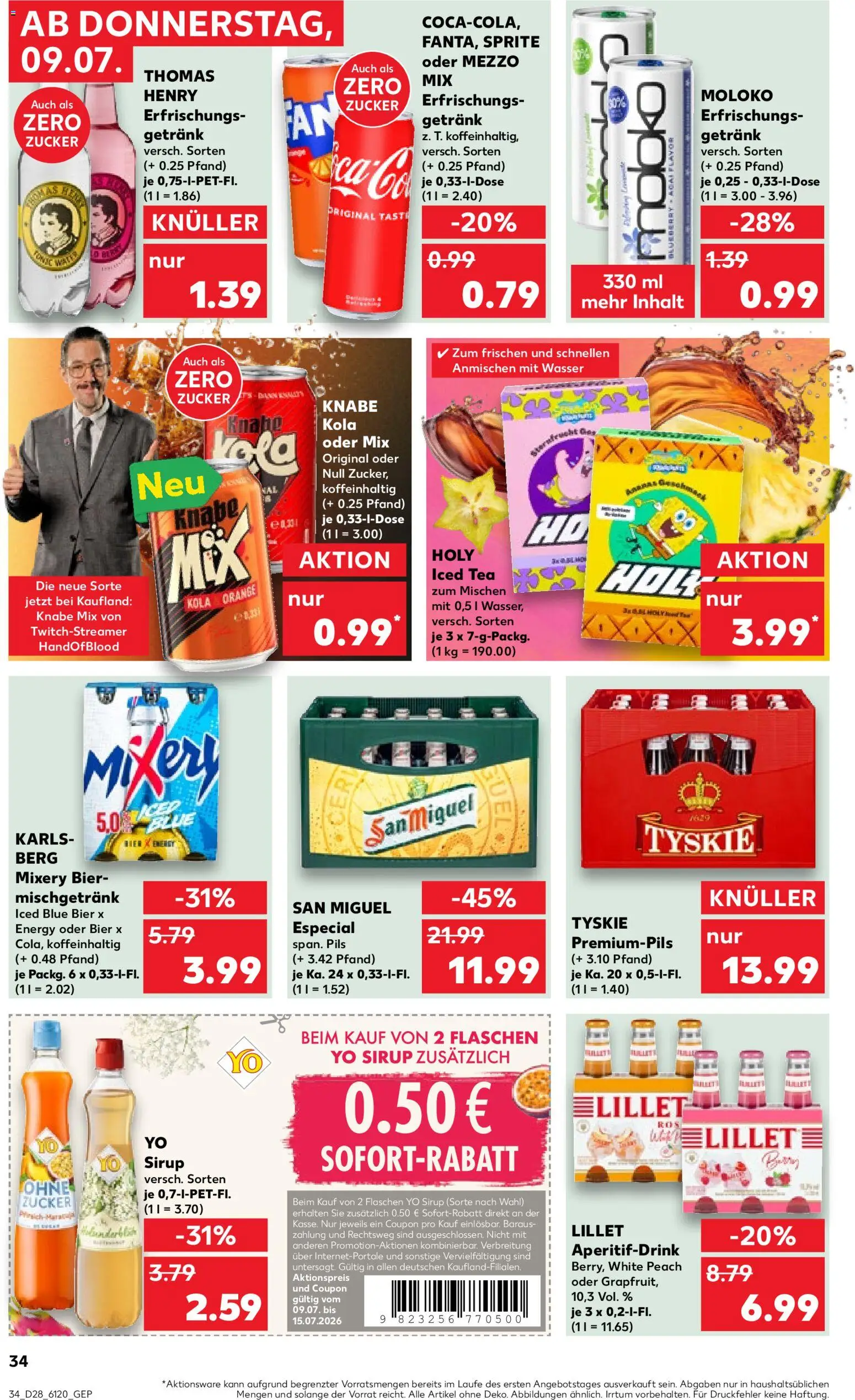 Kaufland Prospekt Bremen – gültig ab 09.07.2026 | Seite: 34 | Produkte: Tyskie, Sprite, Wasser, Zucker