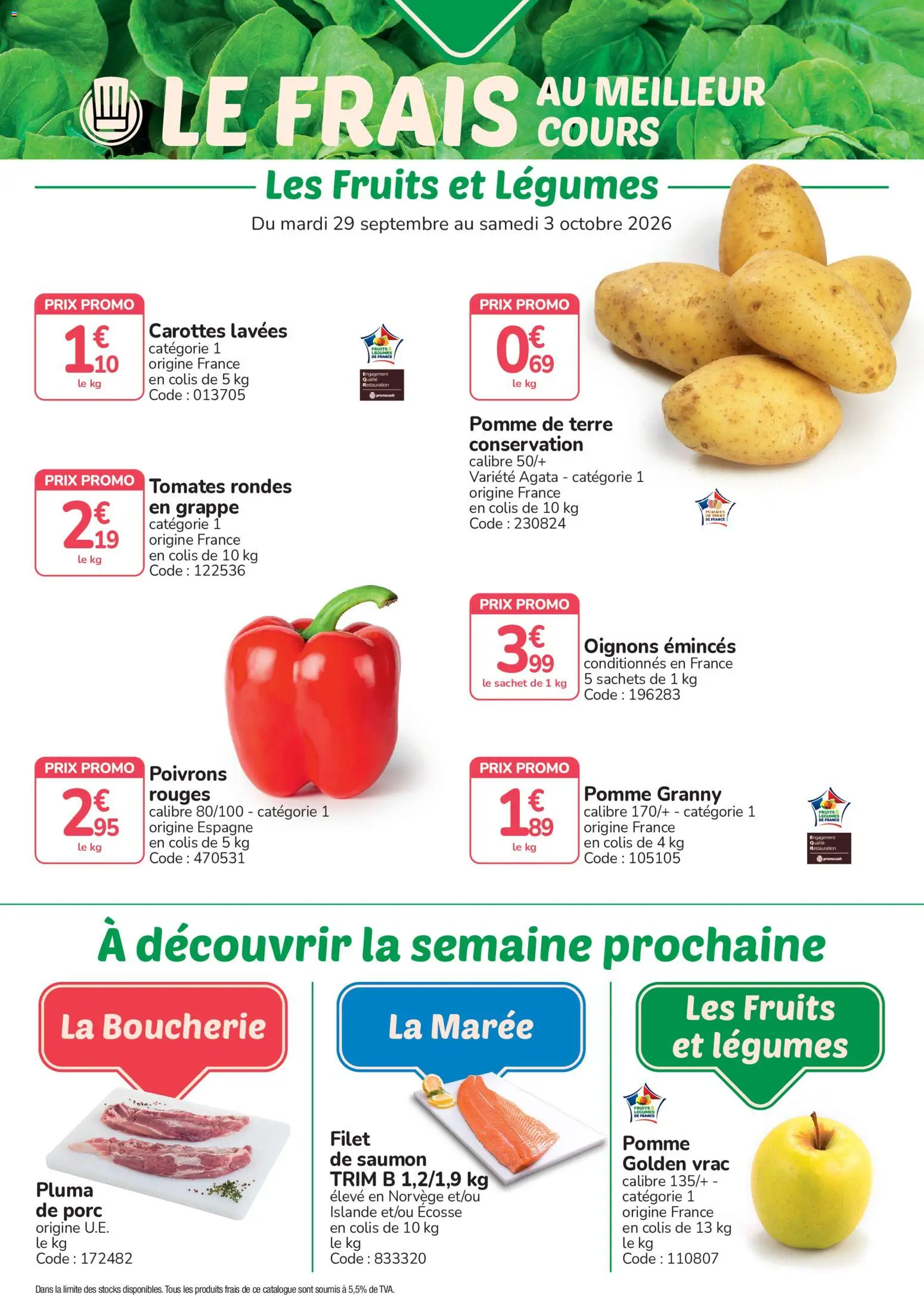 {H1} | Page: 3 | Produits: Poivrons, Les fruits et légumes, Pommes, Saumon