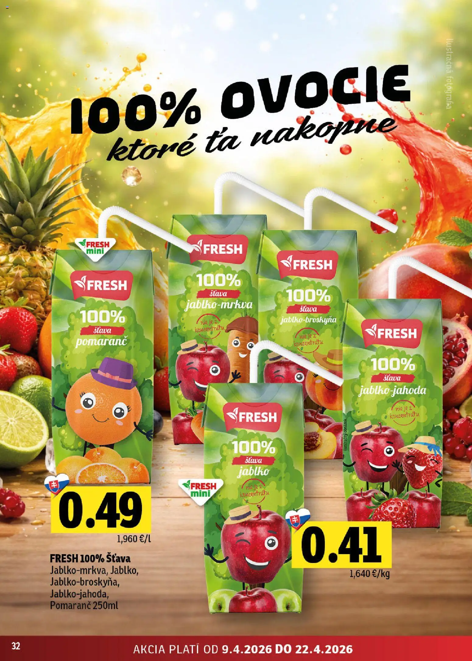 Nové Fresh akcie – leták je platný od 09.04.2026 | Strana: 32 | Produkty: Ovocie