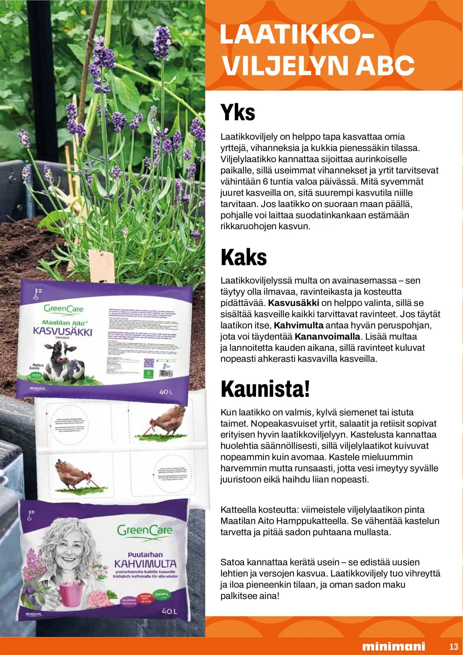 Minimani kuvasto - GreenCare – voimassa 18.05.2026 alkaen | Sivu: 13 | Tuotteet: Multa, Siemenet, Laatikko, Voi