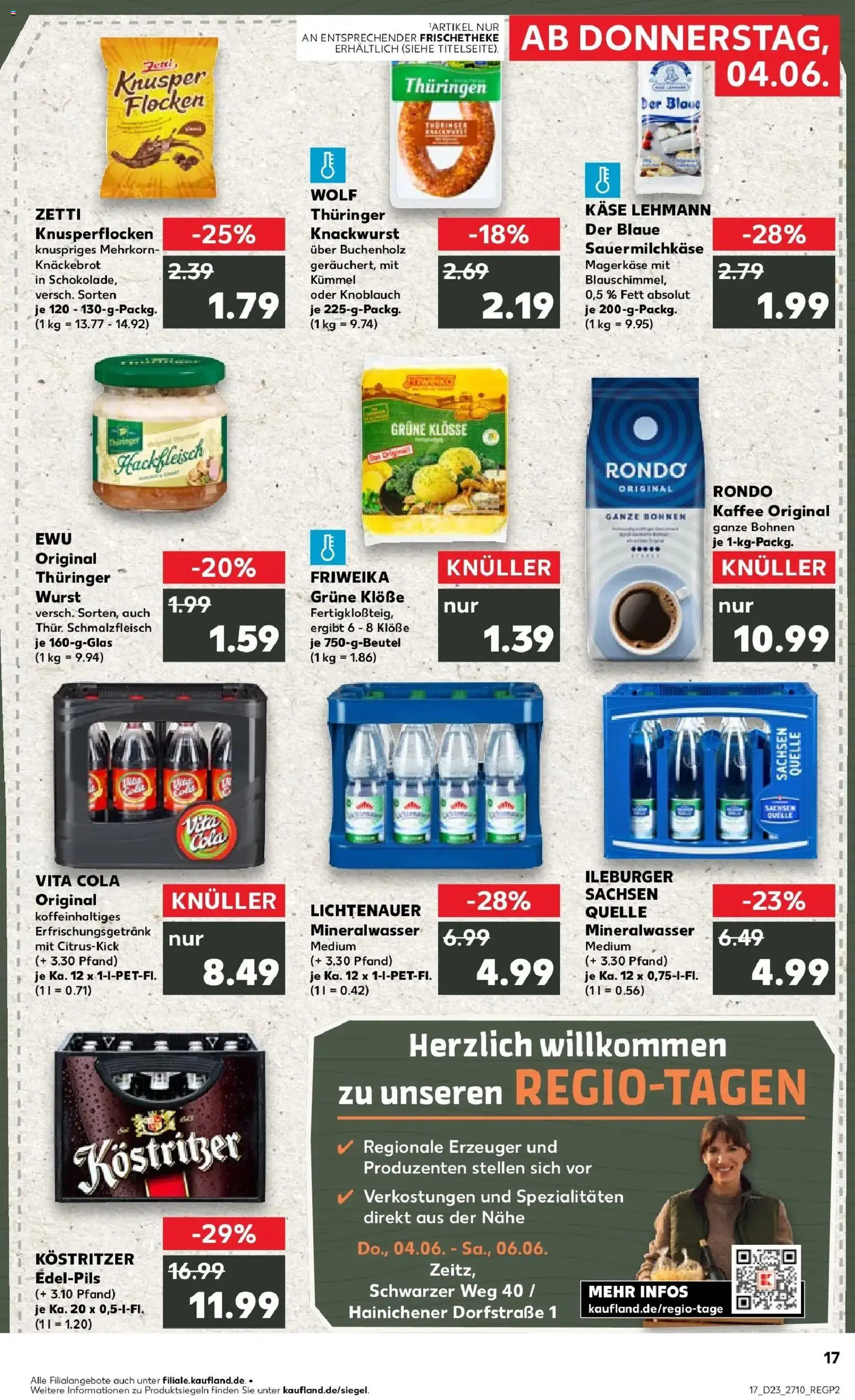 Kaufland Prospekt Zeitz – gültig ab 04.06.2026 | Seite: 17 | Produkte: Kostritzer, Kaffee, Knoblauch, Vita cola