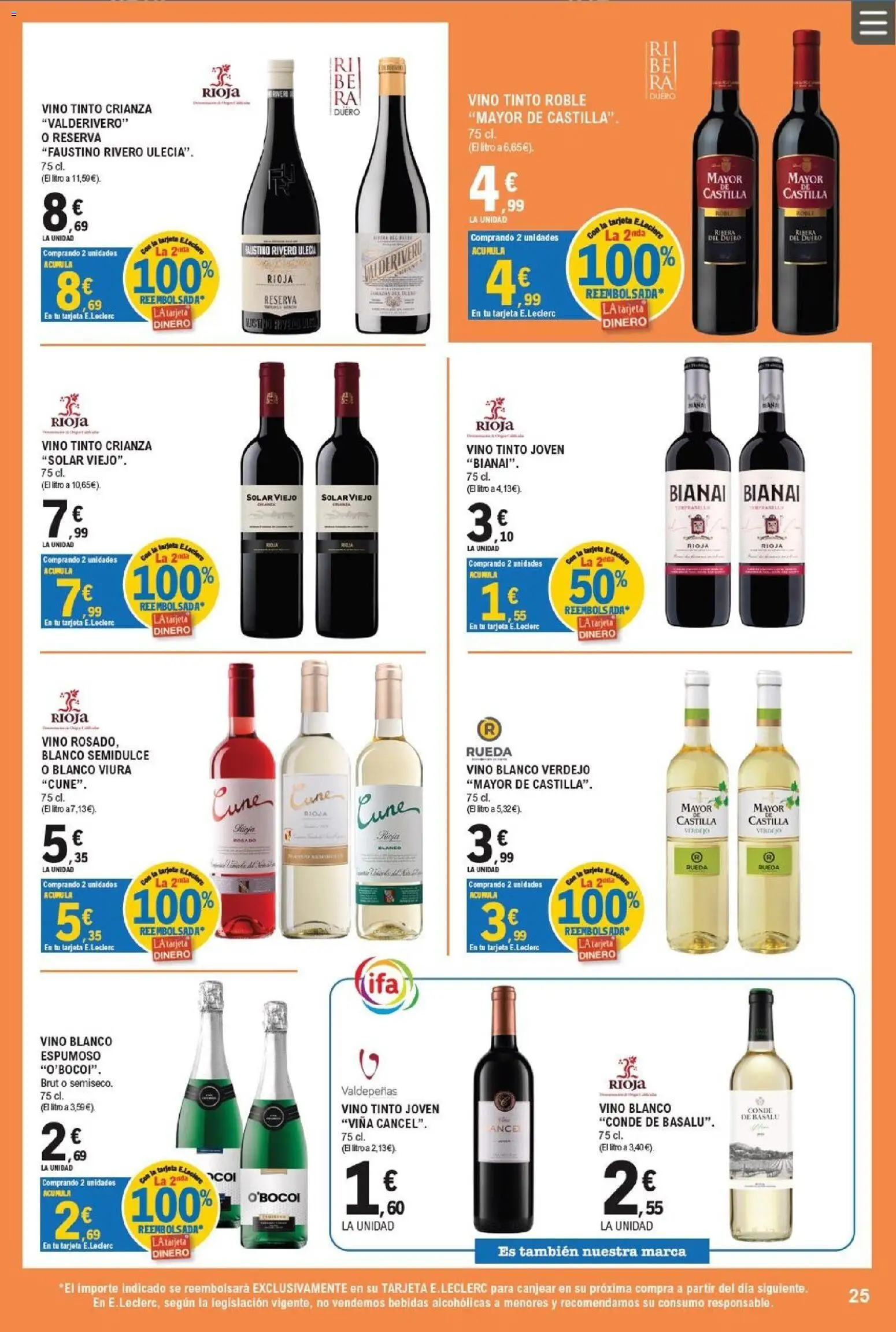 E.Leclerc Pamplona │ válido desde el 12/08/2026 | Página: 25 | Productos: Vino tinto, Vino, Vino blanco, Bebidas